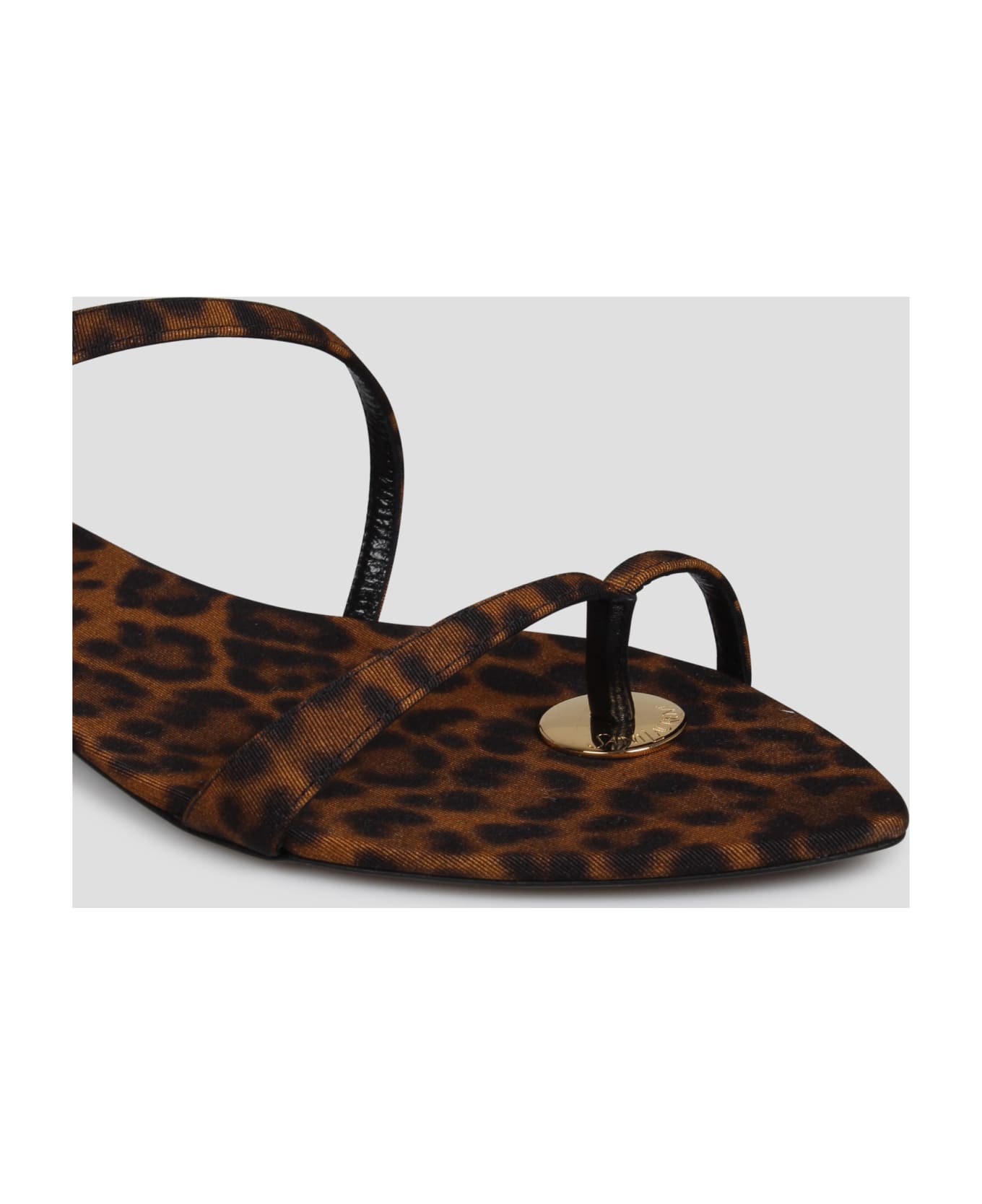 Saint Laurent Leopard Grosgrain Tanger Slides - Brown