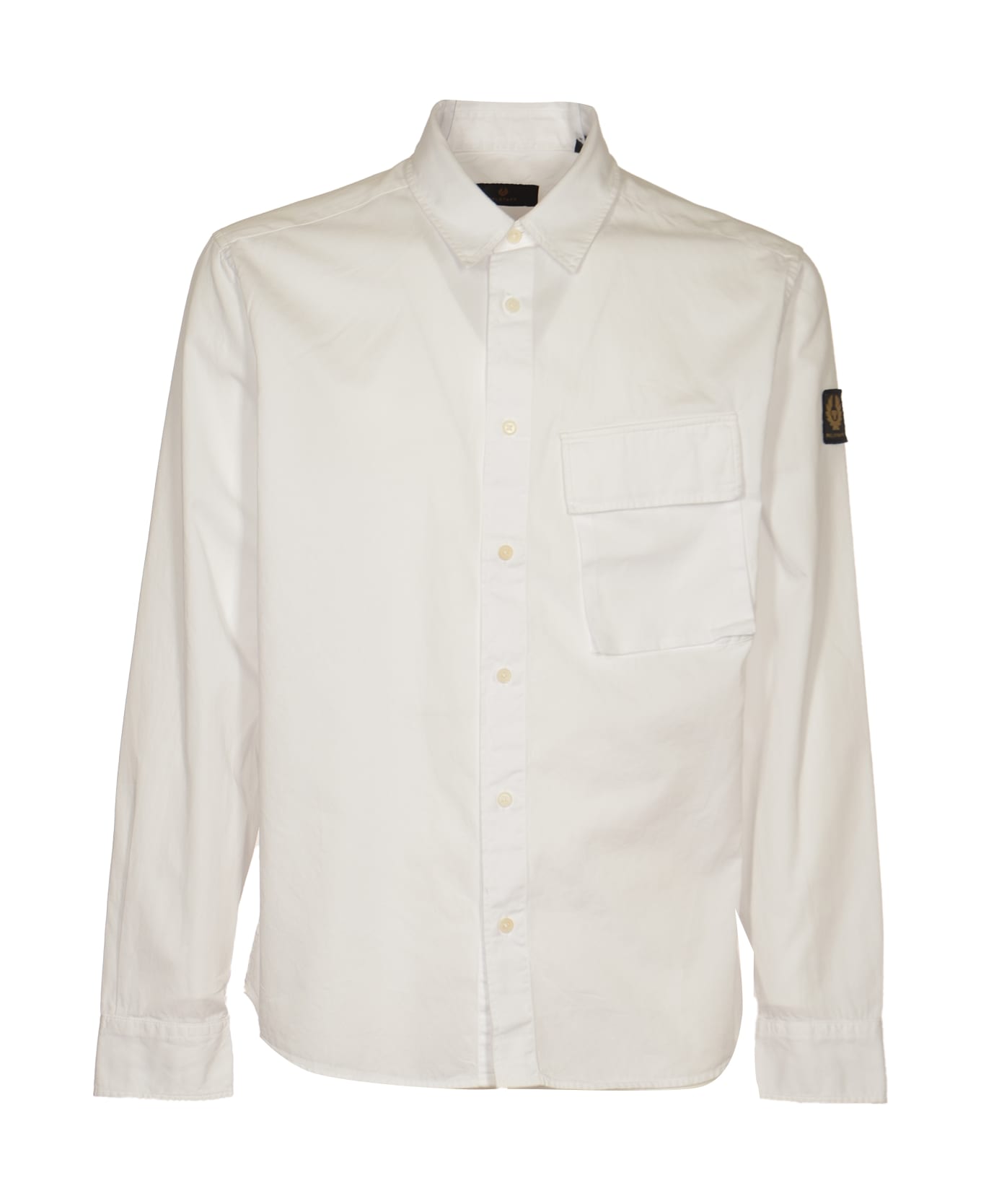 Belstaff Logo Patched Plain Shirt - White