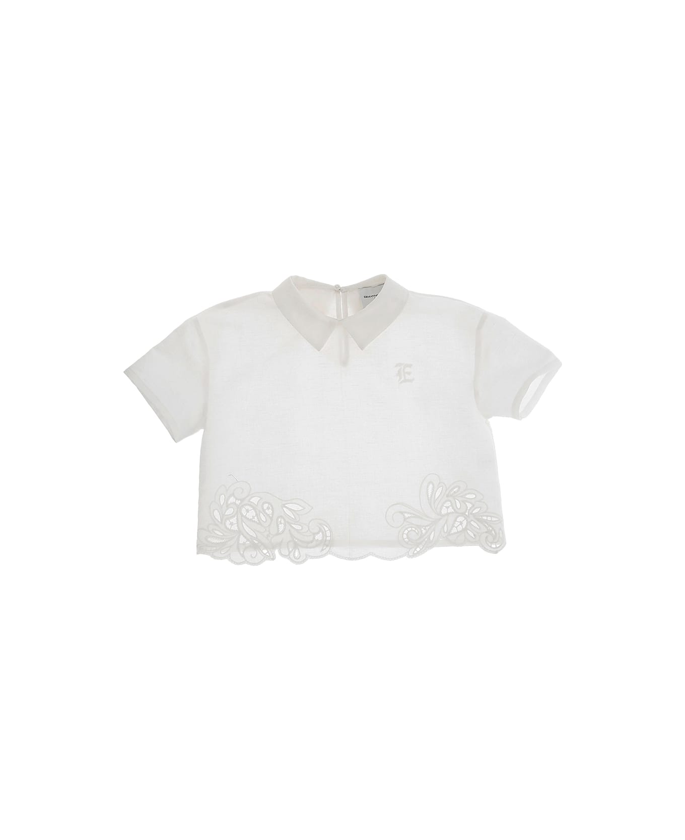 Ermanno Scervino Junior White Top With Embroidery - White トップス