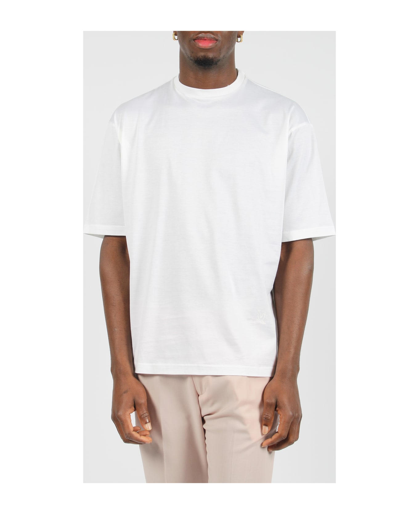 Low Brand Swallow Embroidery Jersey T-shirt - White