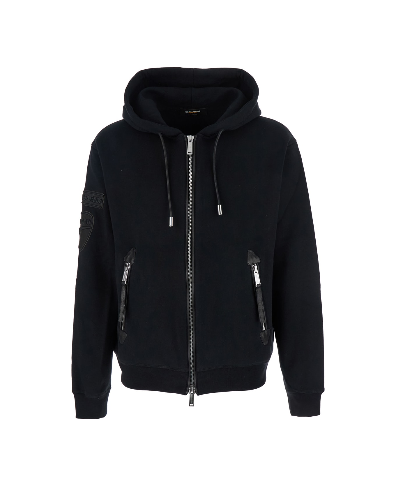 Dsquared2 
ducati X D2
 Black Sweatshirt With Drawstring Hood And Maxi Logo Lettering On The Rear In Cotton Man - Black