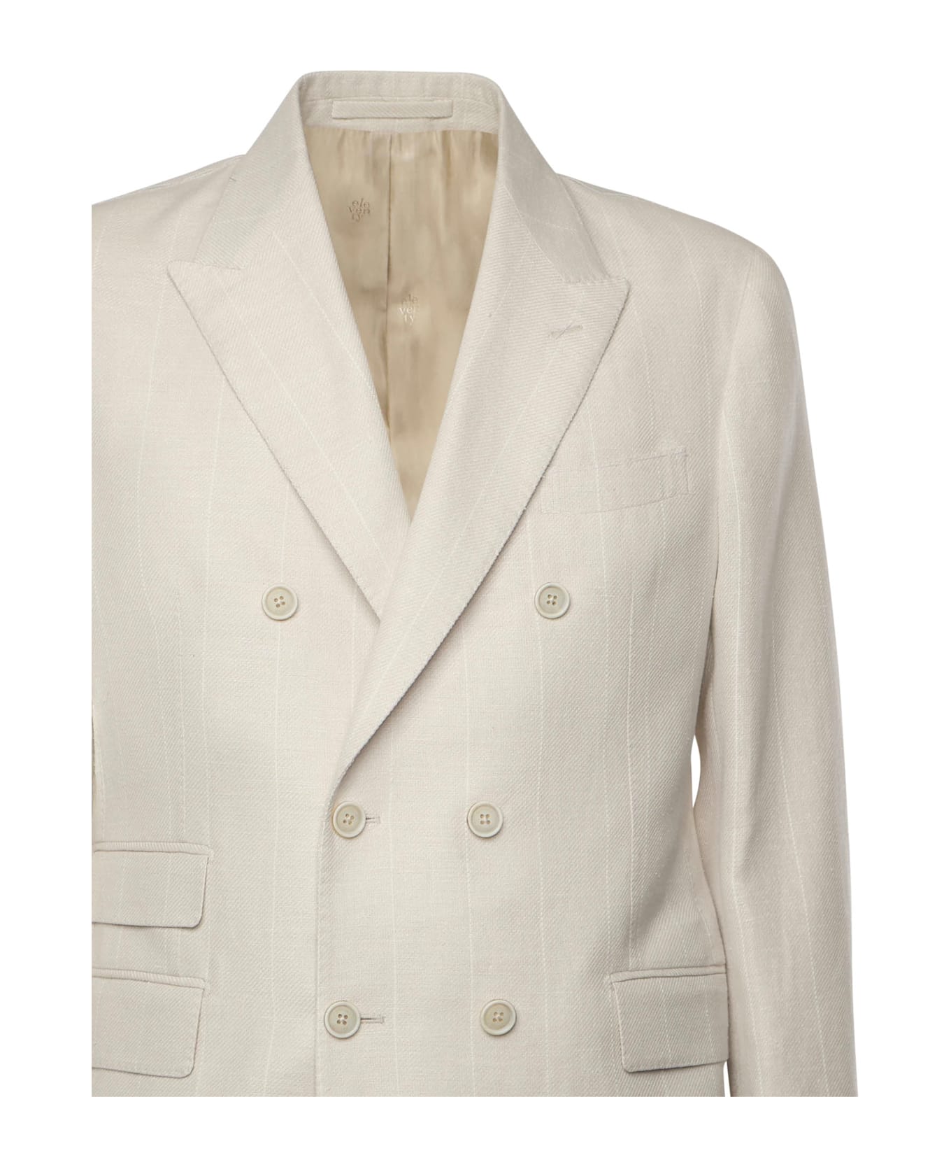 Eleventy Double-breasted Suit With Pleats - SAND