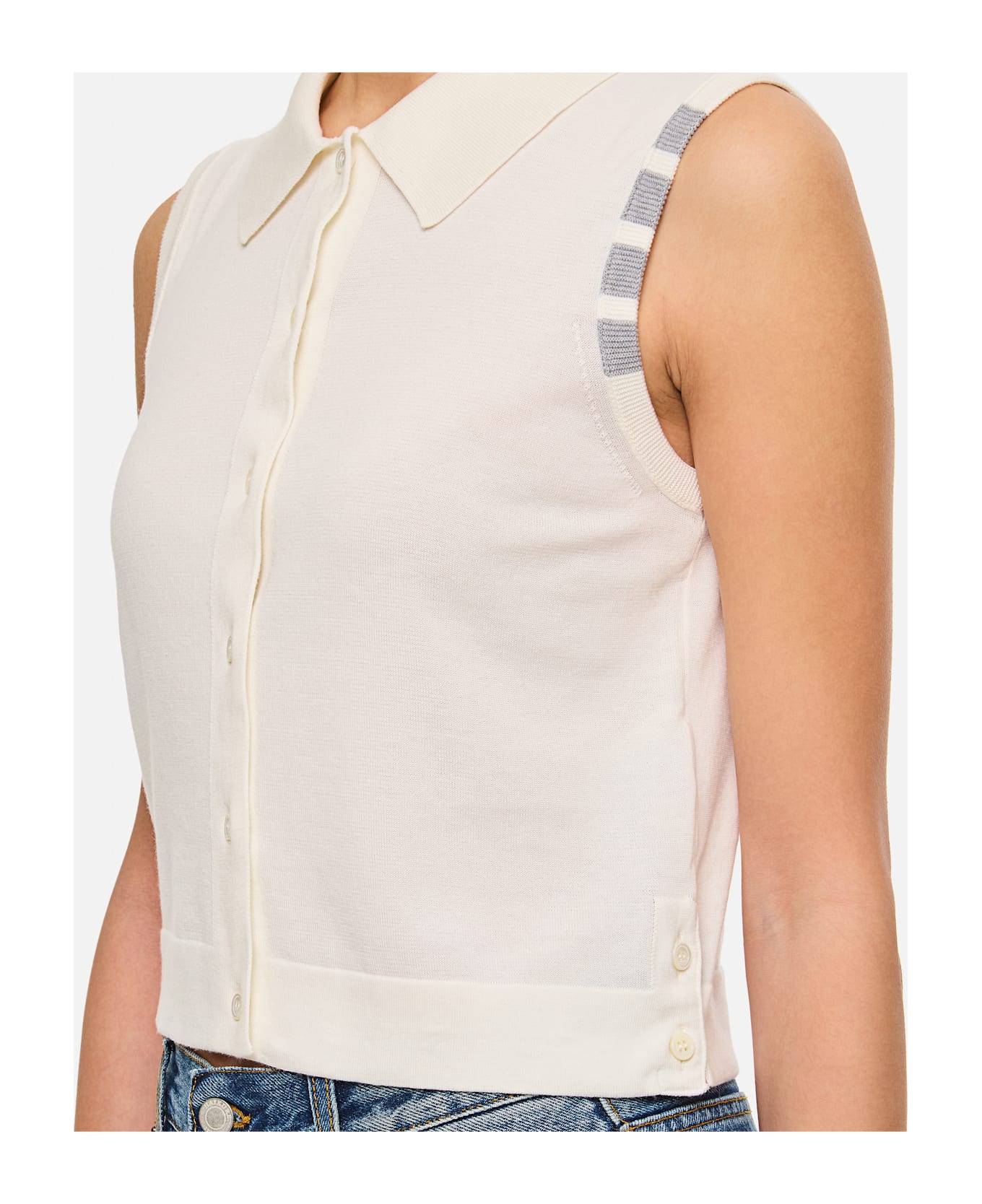 Thom Browne Sleeveless Jersey Shirt - WHITE