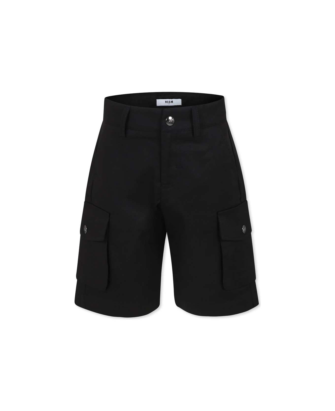 MSGM Black Shorts For Boy With Logo - Black ボトムス