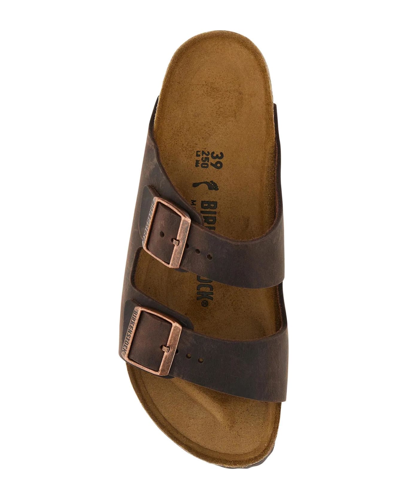 Birkenstock Brown Leather Arizona Slippers - HABANA