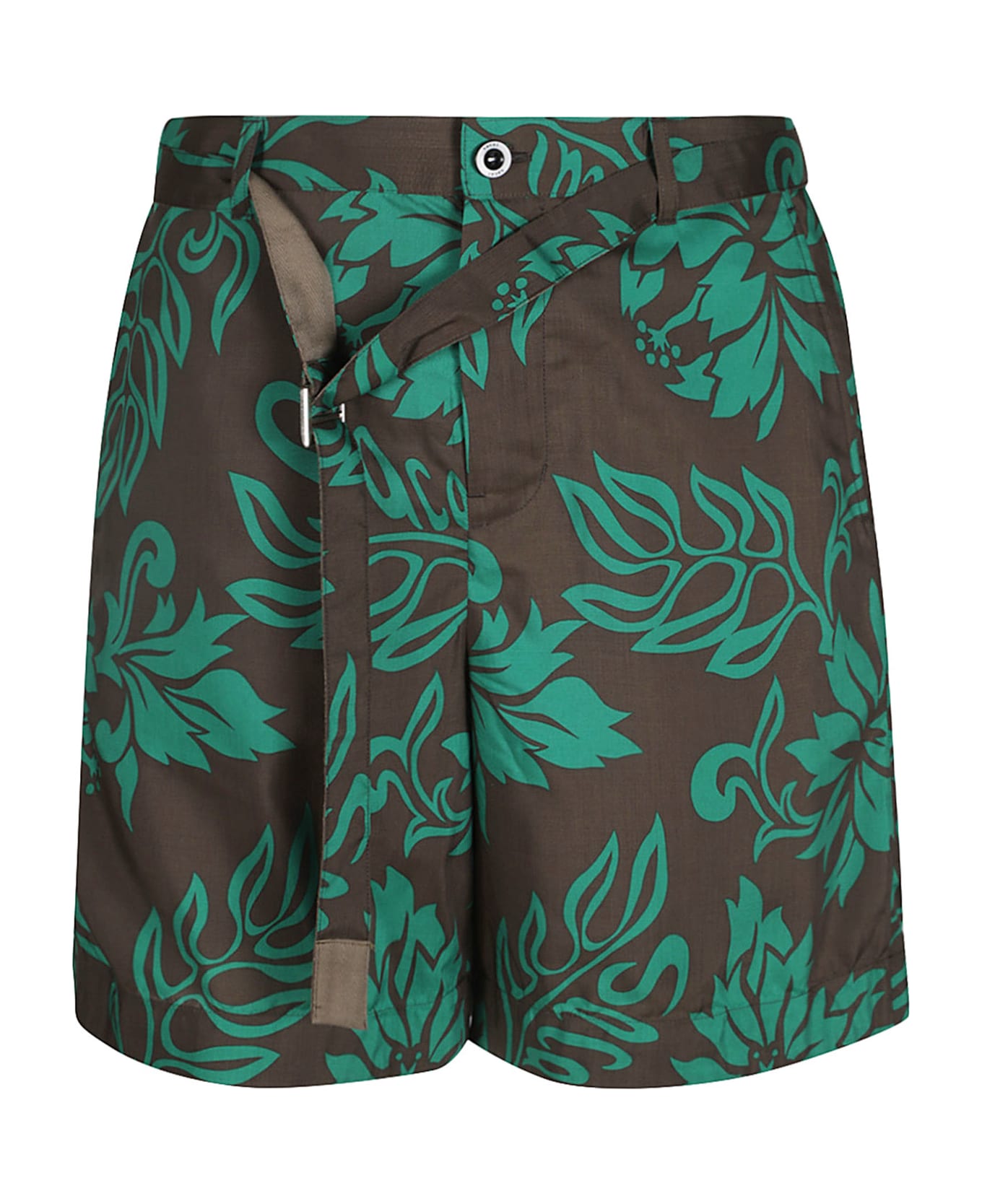 Sacai Printed Belted Shorts - Green