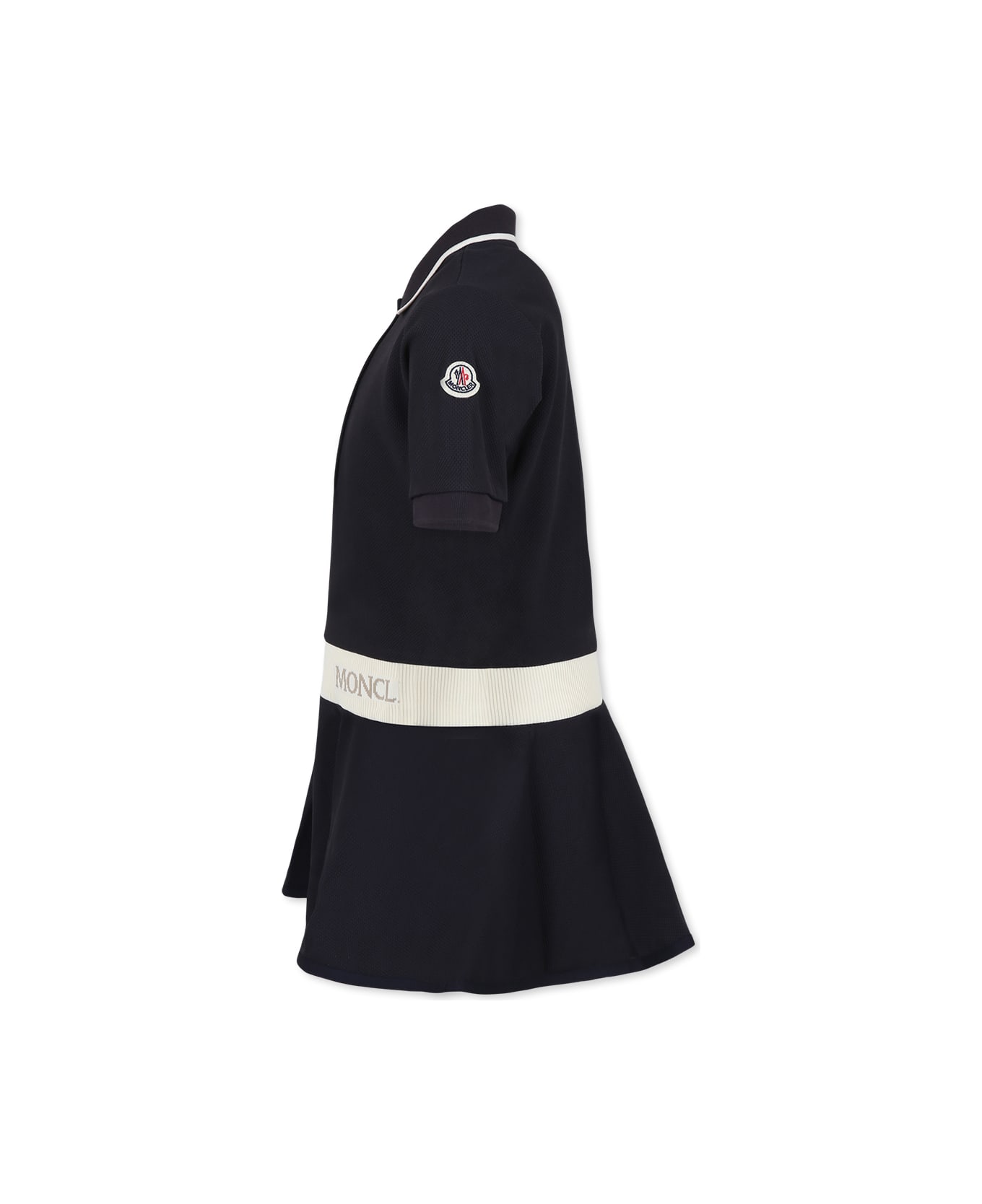 Moncler Blue Dress For Girl With Logo - Blue