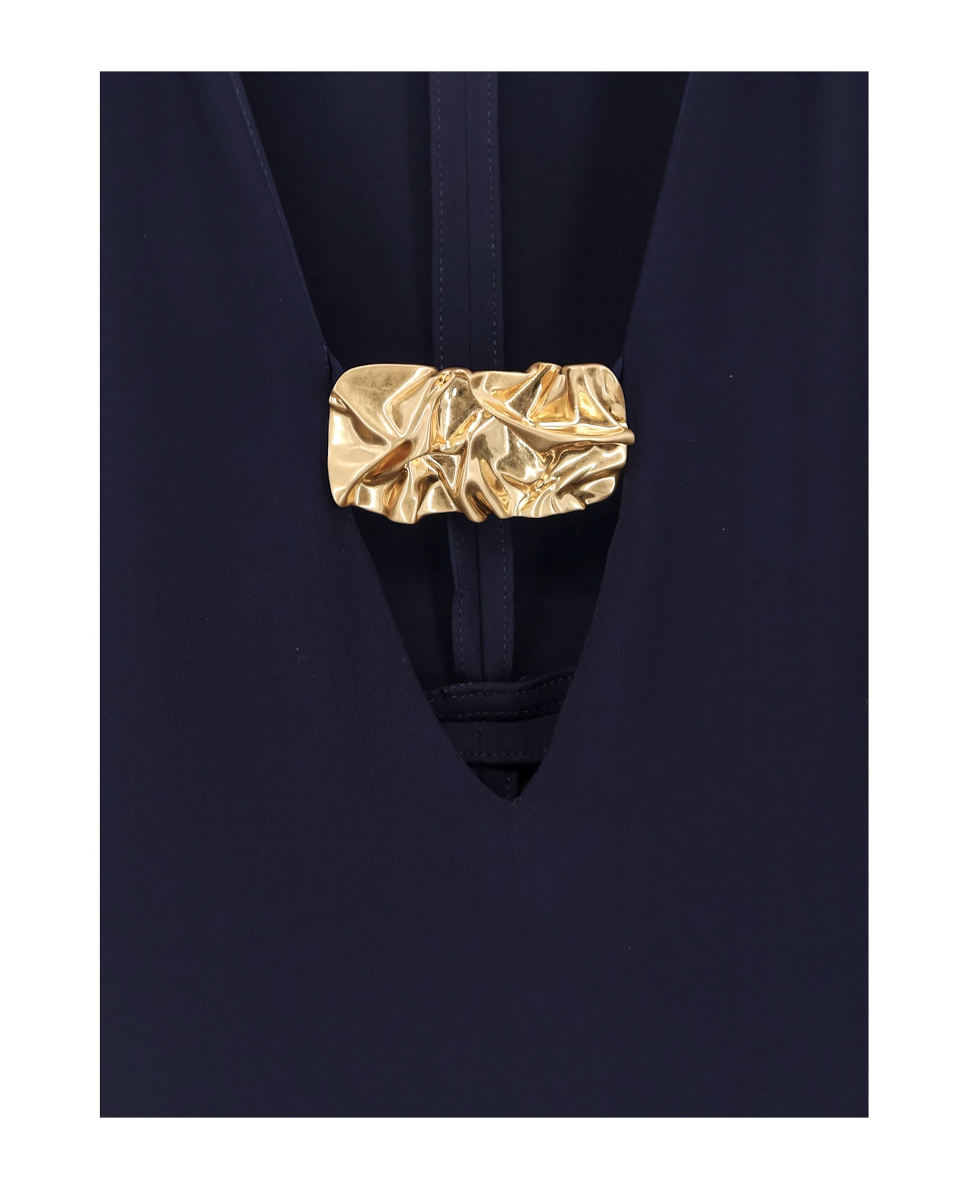 Tom Ford Silk Long Dress With Gold Metal Detail