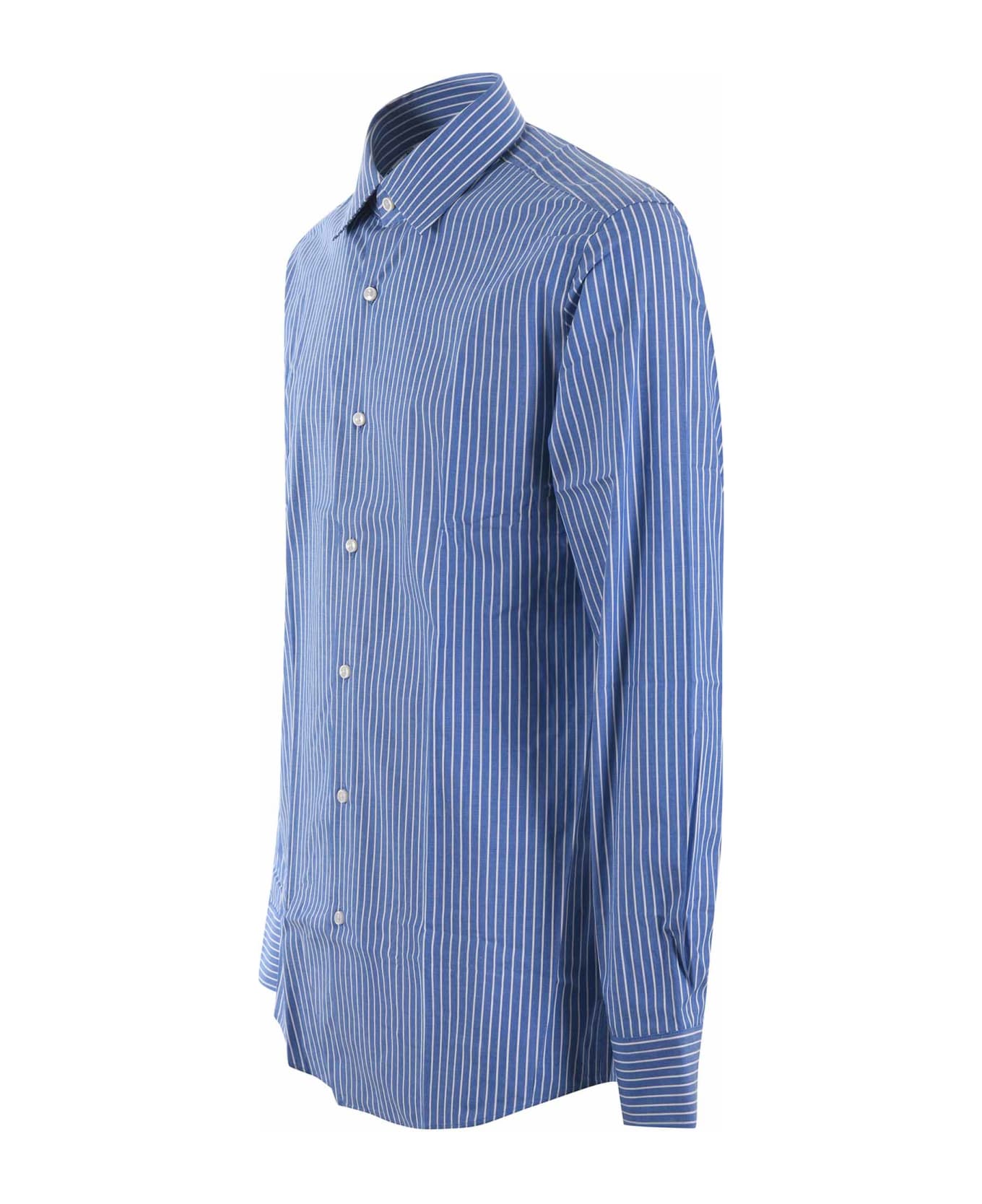 Hugo Boss Boss Shirt In Stretch Cotton - Blu