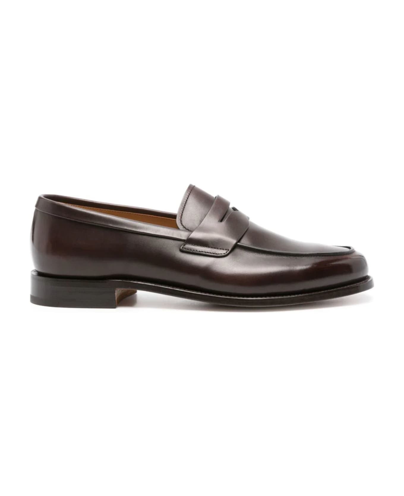 Church's Ebony Calf Leather Milford Penny Loafers - Dark Brown