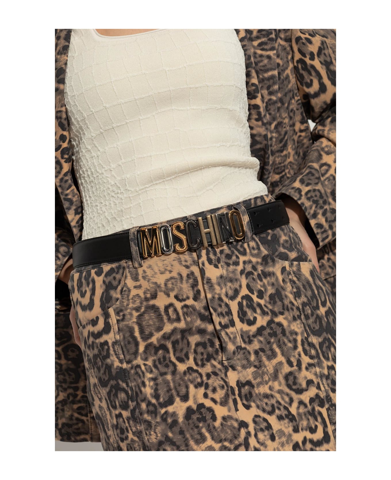 Moschino Belt With Logo - BLACK