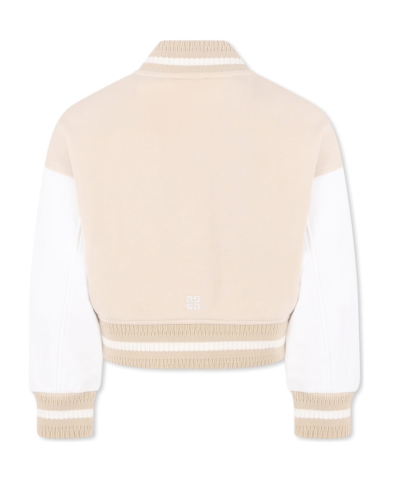 Givenchy Beige Crop Bomber Jacket For Girl With Logo - Beige