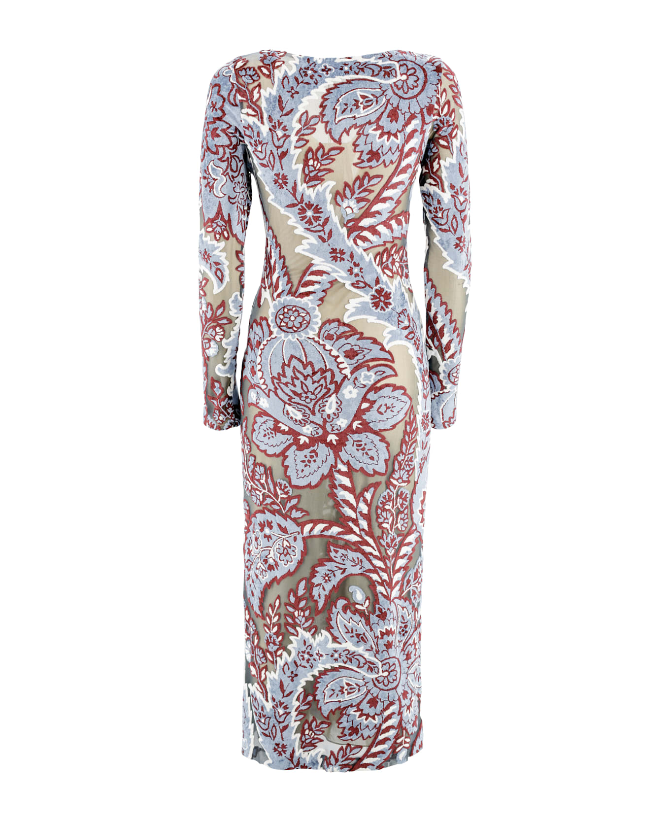 Etro Devore' Velvet Midi Dress - VAR. MULTICOLOR F.DO AZZURRO