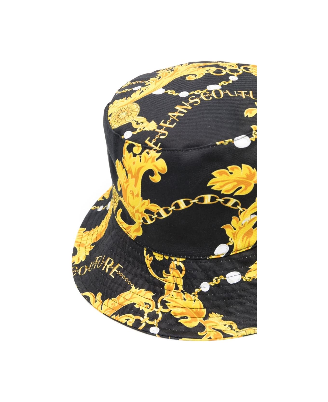 Versace Jeans Couture Printed Chain Bucket Hat - Black Gold