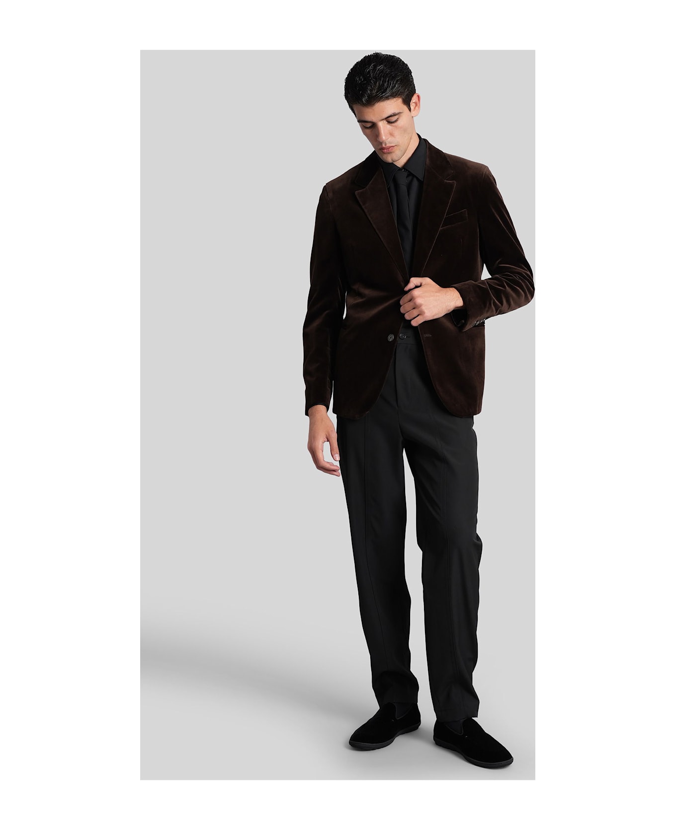 Emporio Armani Blazer In Brown Cotton - brown