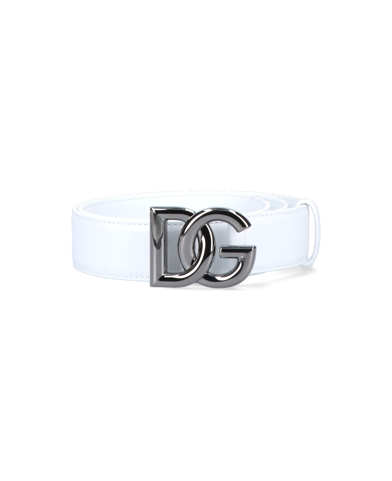 Dolce & Gabbana Belt With Logo Buckle - White