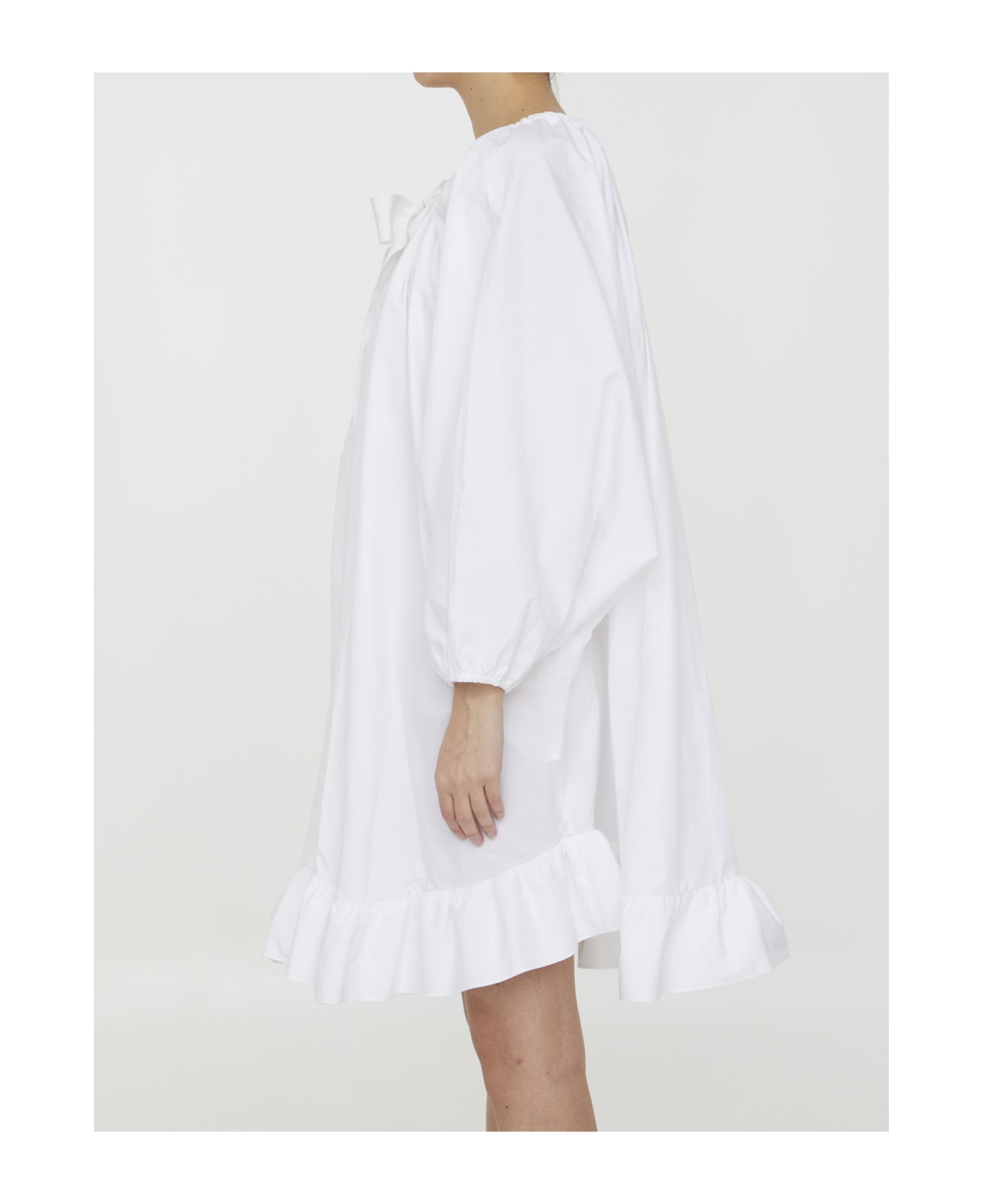 Patou Ruffled Faille Dress - WHITE