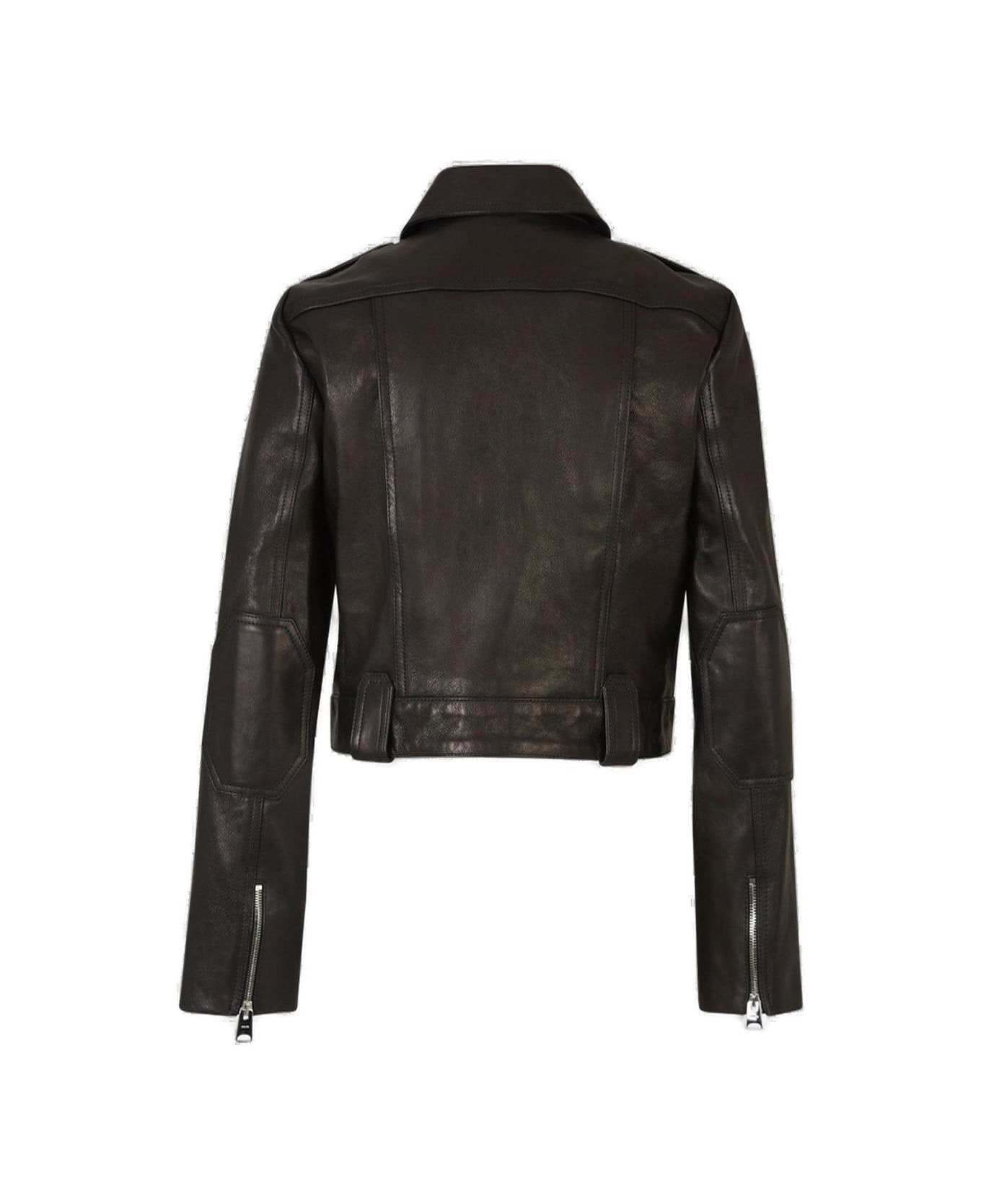 Khaite The Cordelia Long-sleeved Leather Jacket - BLACK