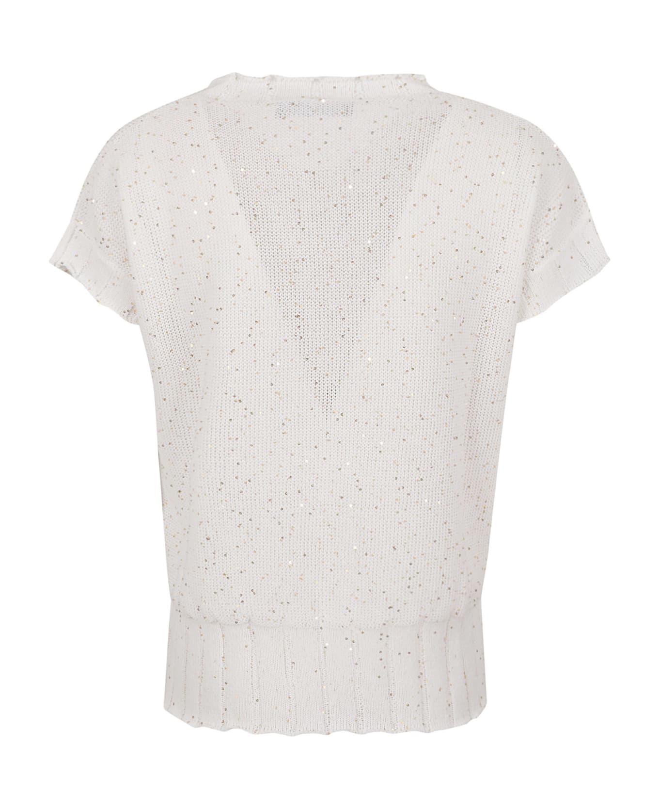 Lorena Antoniazzi Side Slit Embellished Knit Top - White