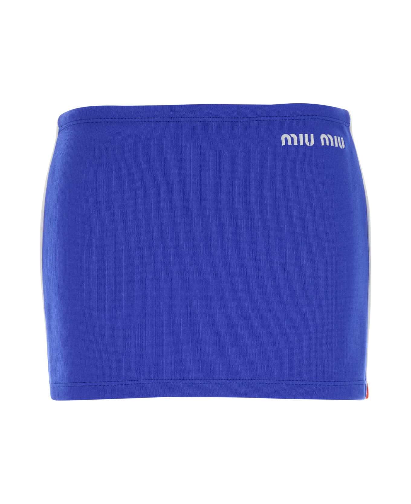 Miu Miu Blue Stretch Nylon Mini Skirt - BLUETTEROSSO
