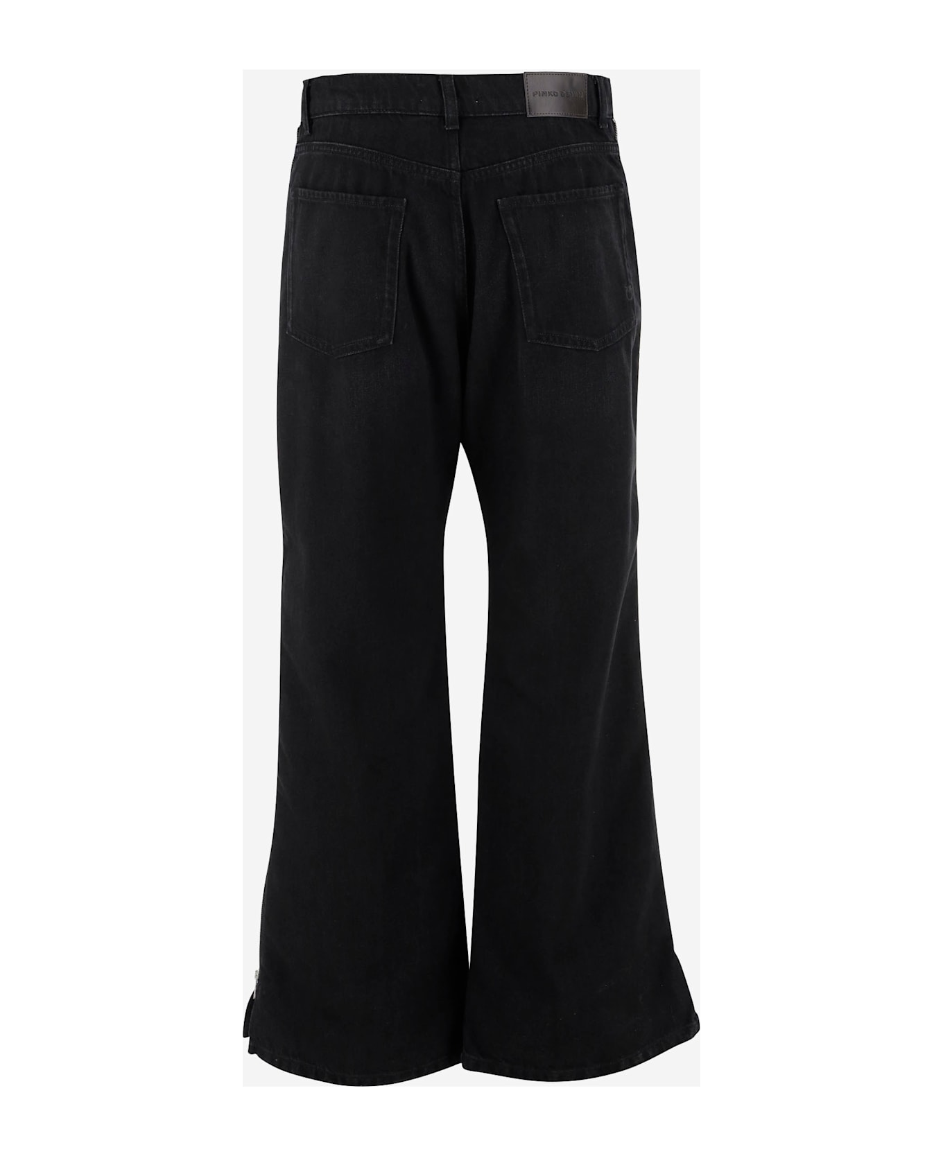 Pinko Cotton Jeans With Side Zippers Pinko - Black