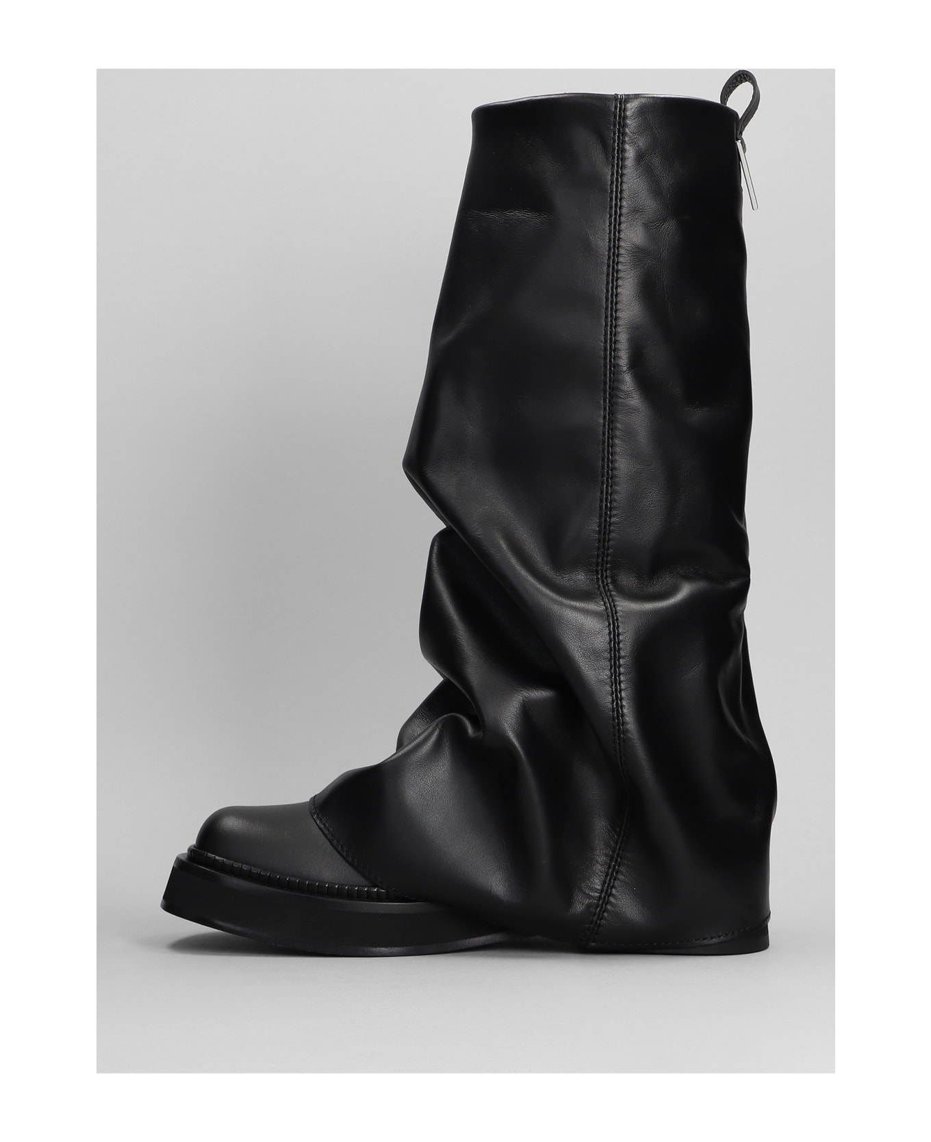The Attico Robin Boots In Black Leather - black
