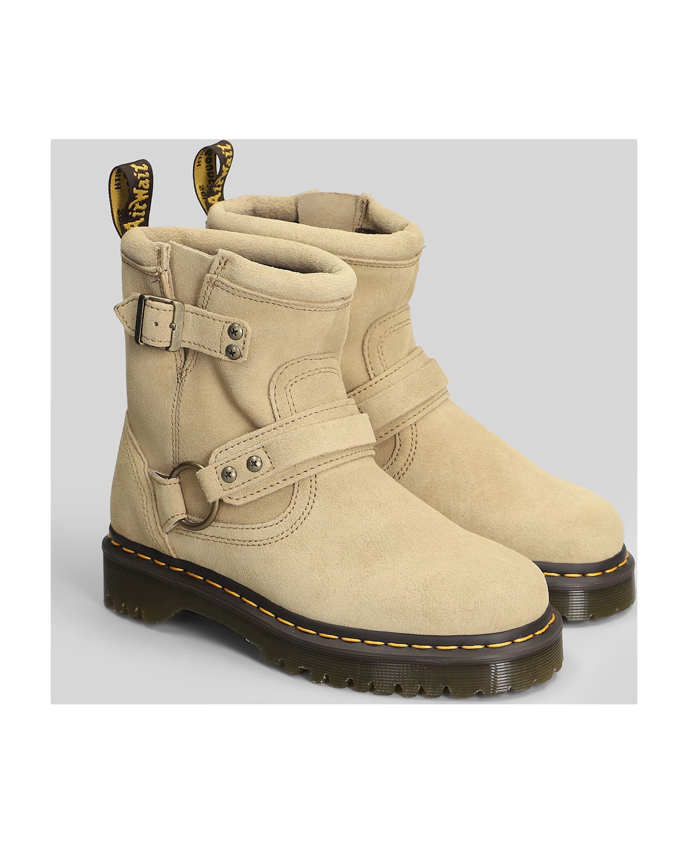 Dr. Martens Anistone Hrns Low Heels Ankle Boots In Beige Suede - beige