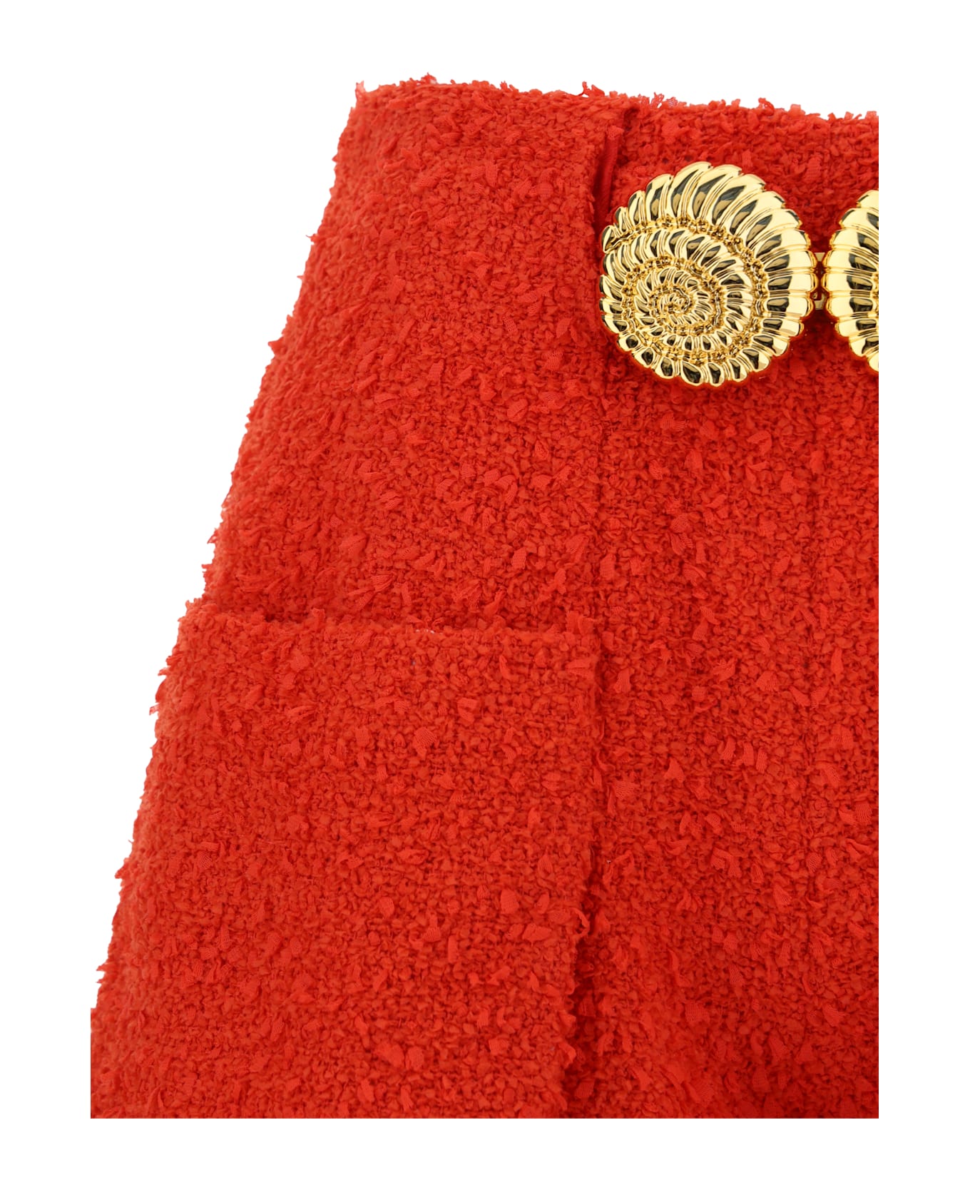 Balmain 2 Pkts Btn Escargot Belted Tweed Shorts - Rouge