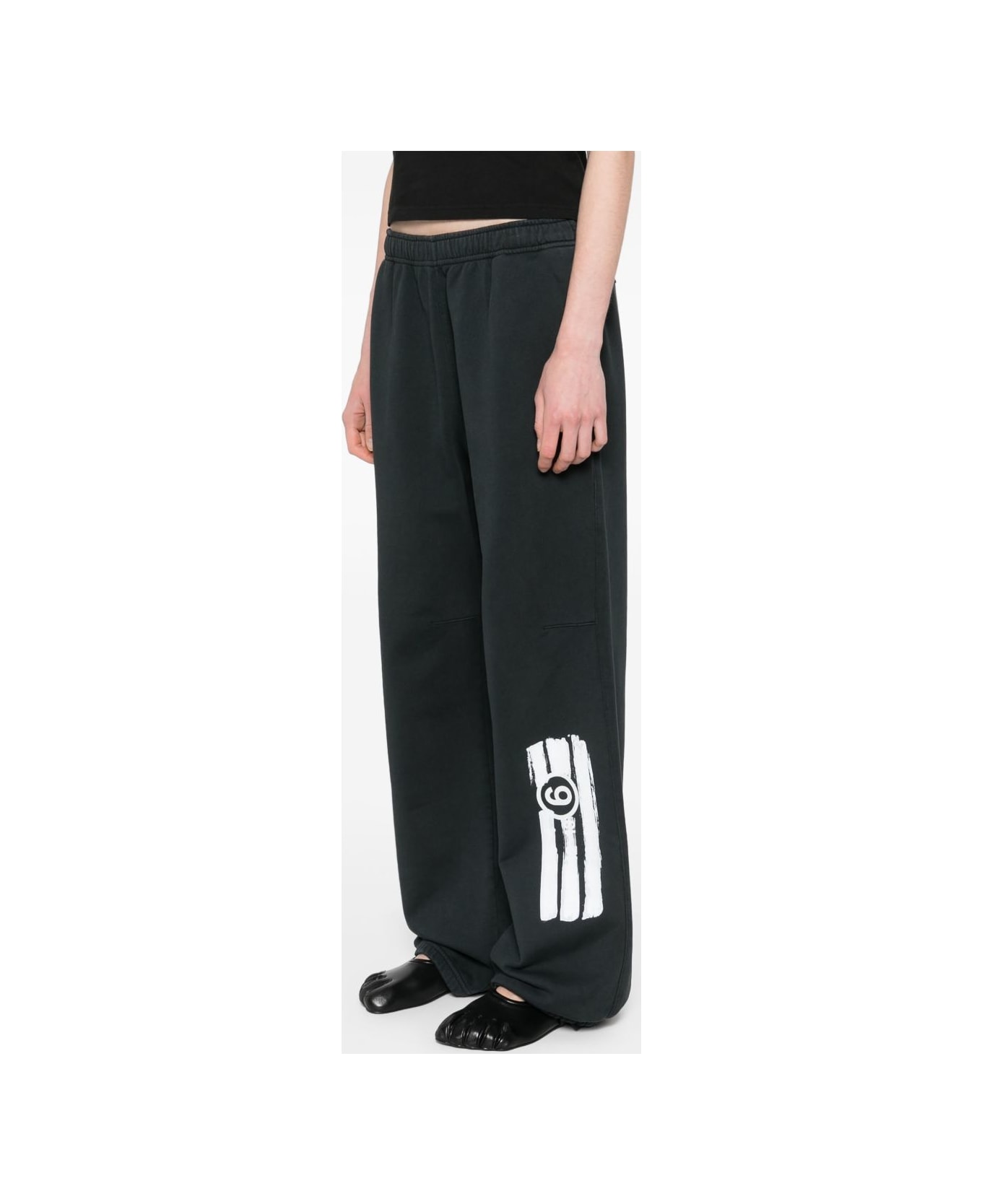 MM6 Maison Margiela Logo Cotton Sweatpants - Black