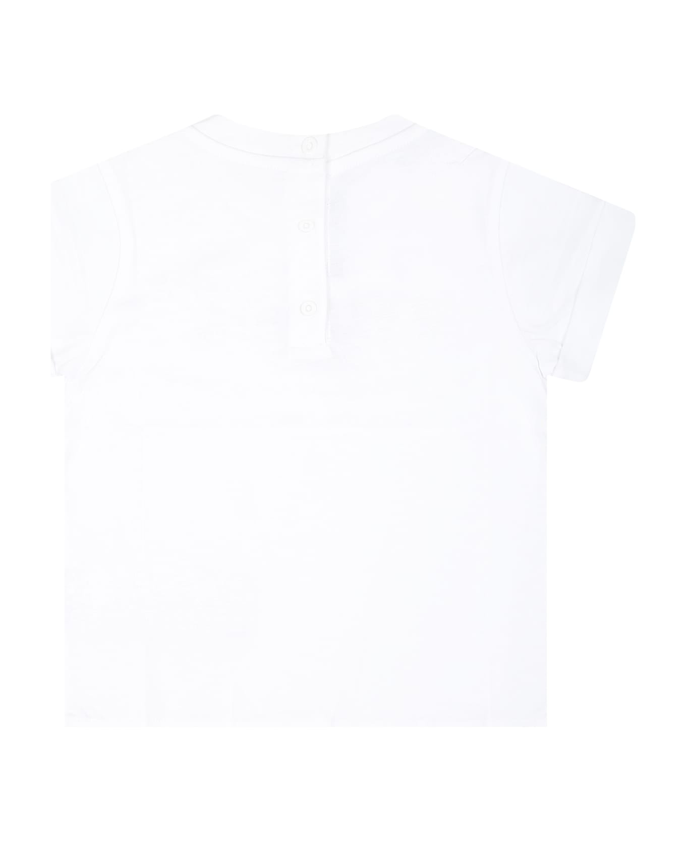 Balmain White T-shirt For Baby Girl With Logo - White