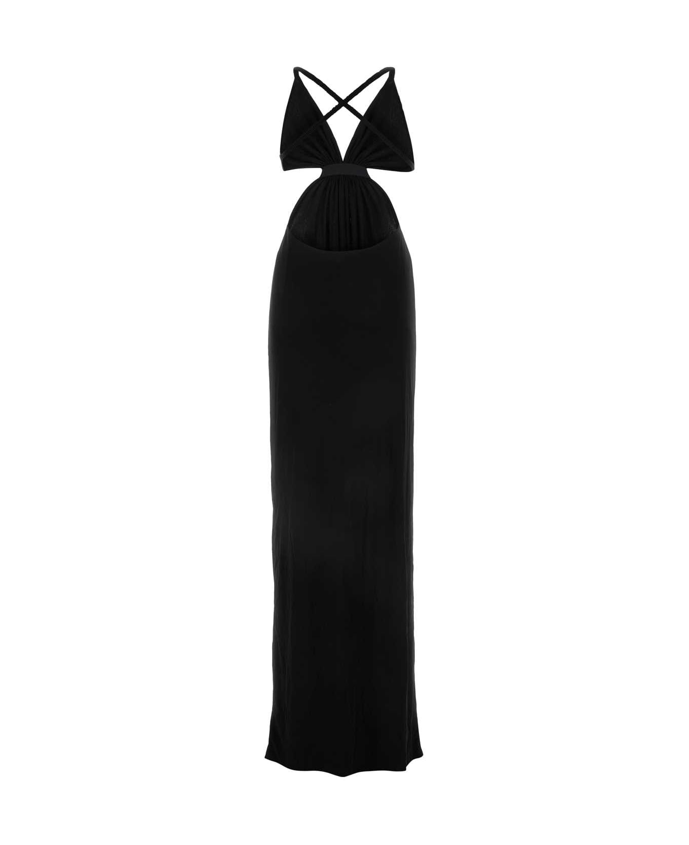 Saint Laurent Black Crepe Long Dress - NOIR