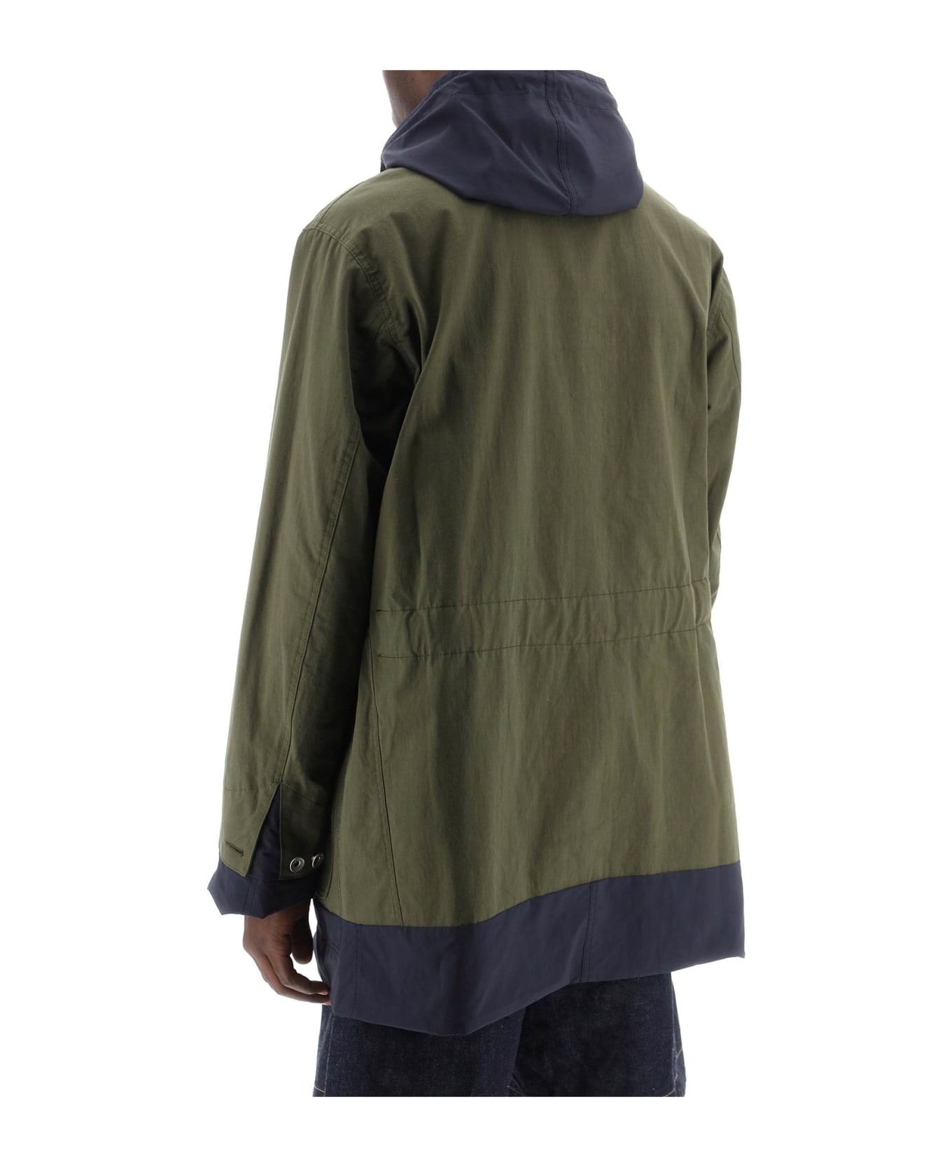 Sacai Army Green Cotton And Nylon Reversibile Jacket - KHAKINAVY