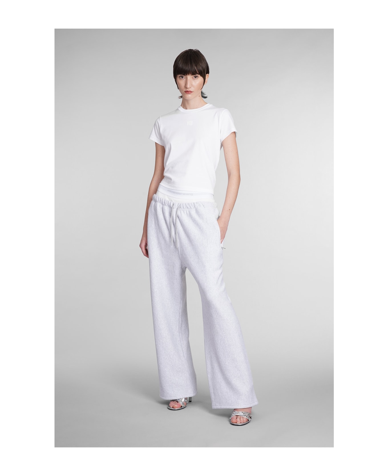 T by Alexander Wang Logo Wide Leg Pants - GREY