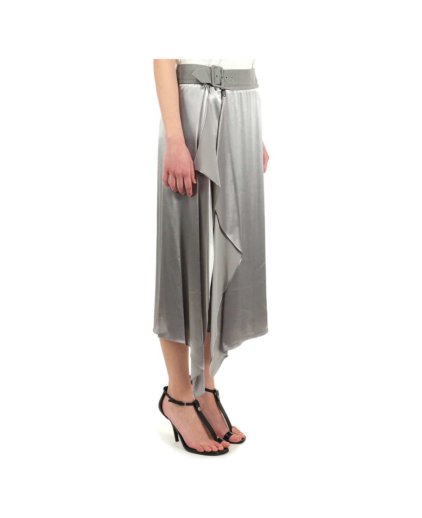 Fendi Satin Midi Skirt - Grey