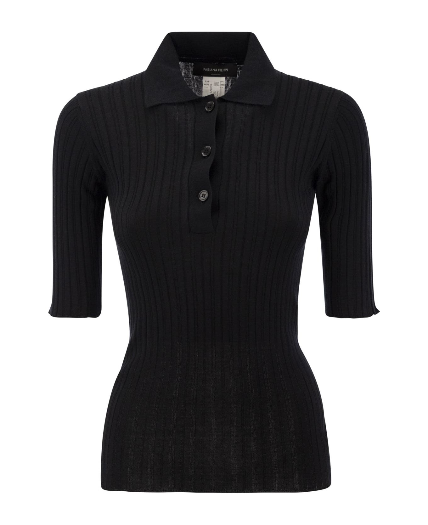 Fabiana Filippi Silk And Cotton Blend Polo Shirt - Black