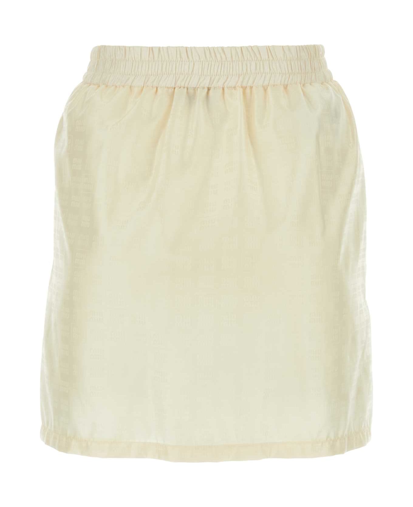 Miu Miu Ivory Nylon Mini Skirt - AVORIO