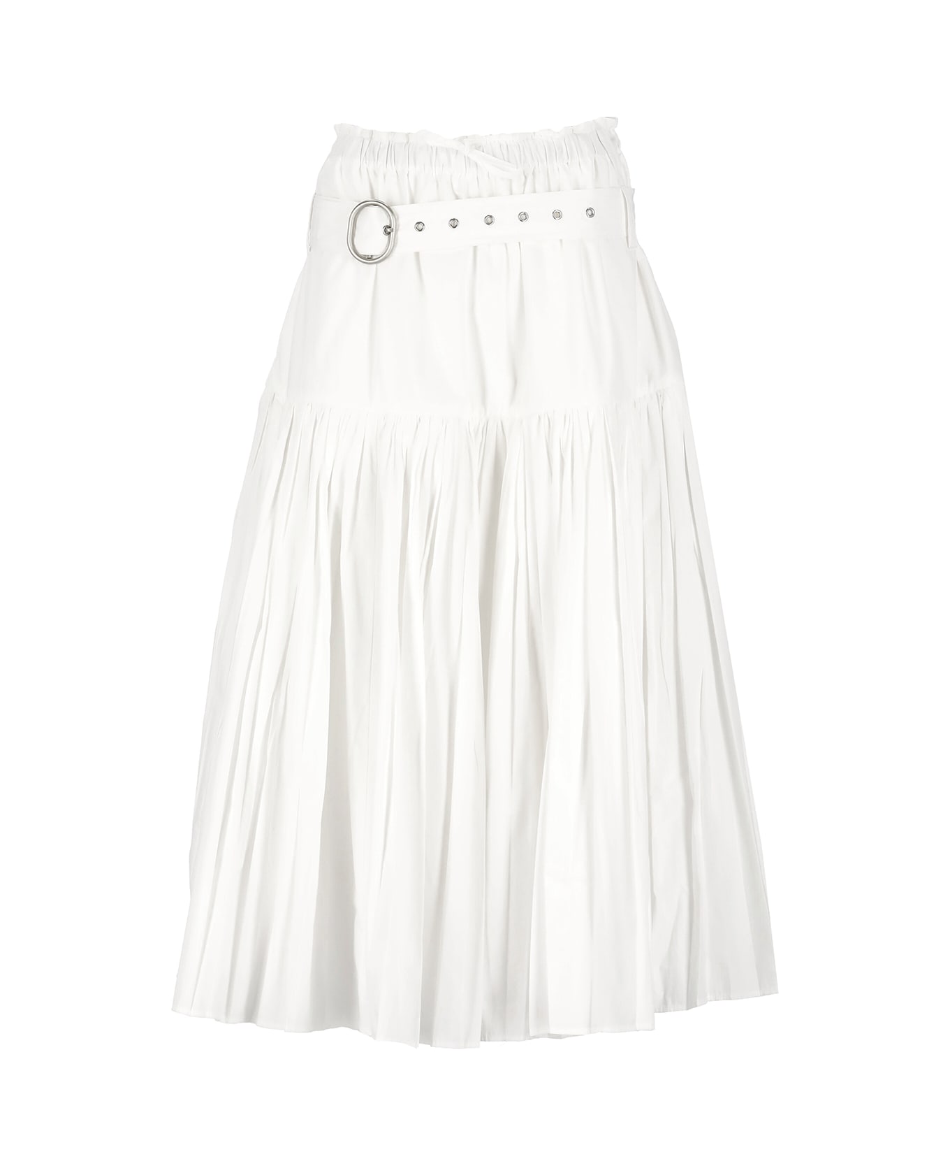 Jil Sander Long Pleated Skirt - Bianco