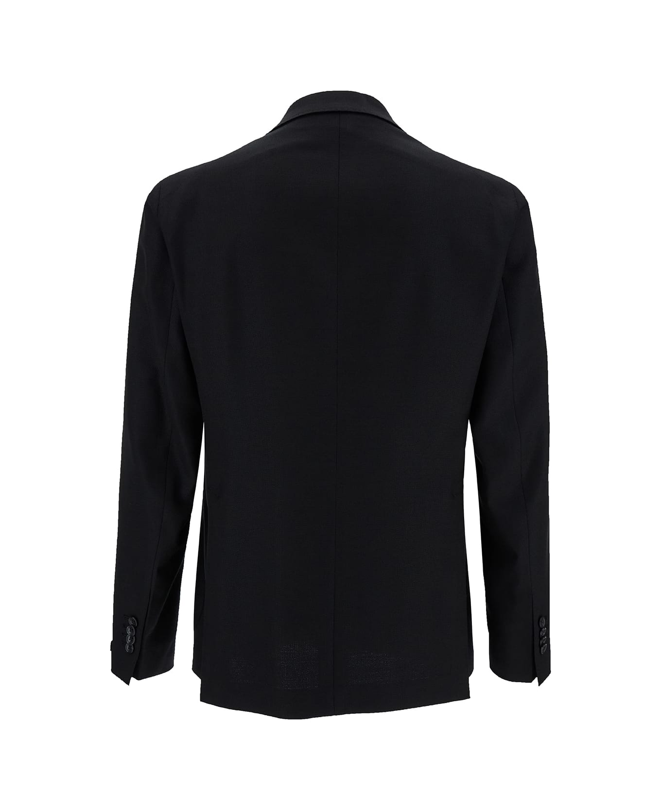 Tagliatore Black Single-breasted Jacket With Logo Detail In Stretch Wool Man - Black
