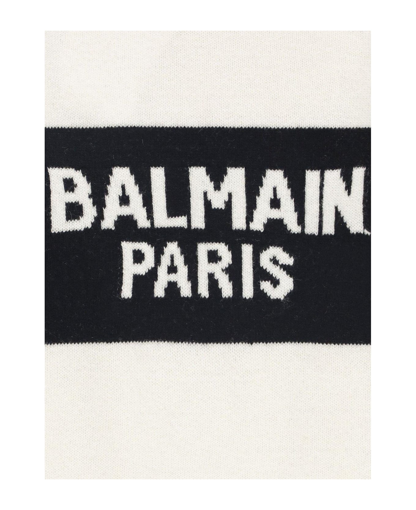 Balmain Logo-intarsia Sleeveless Jumper - Ivory/black