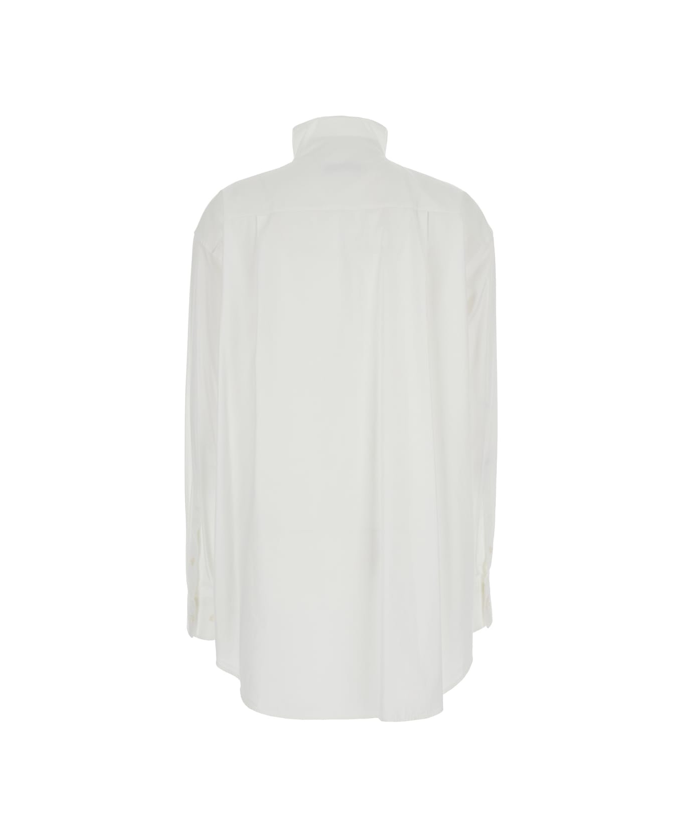 Phoebe Philo White Shirt With Classic Collar And Logo Embroidery On The Cuff In Cotton Woman - White