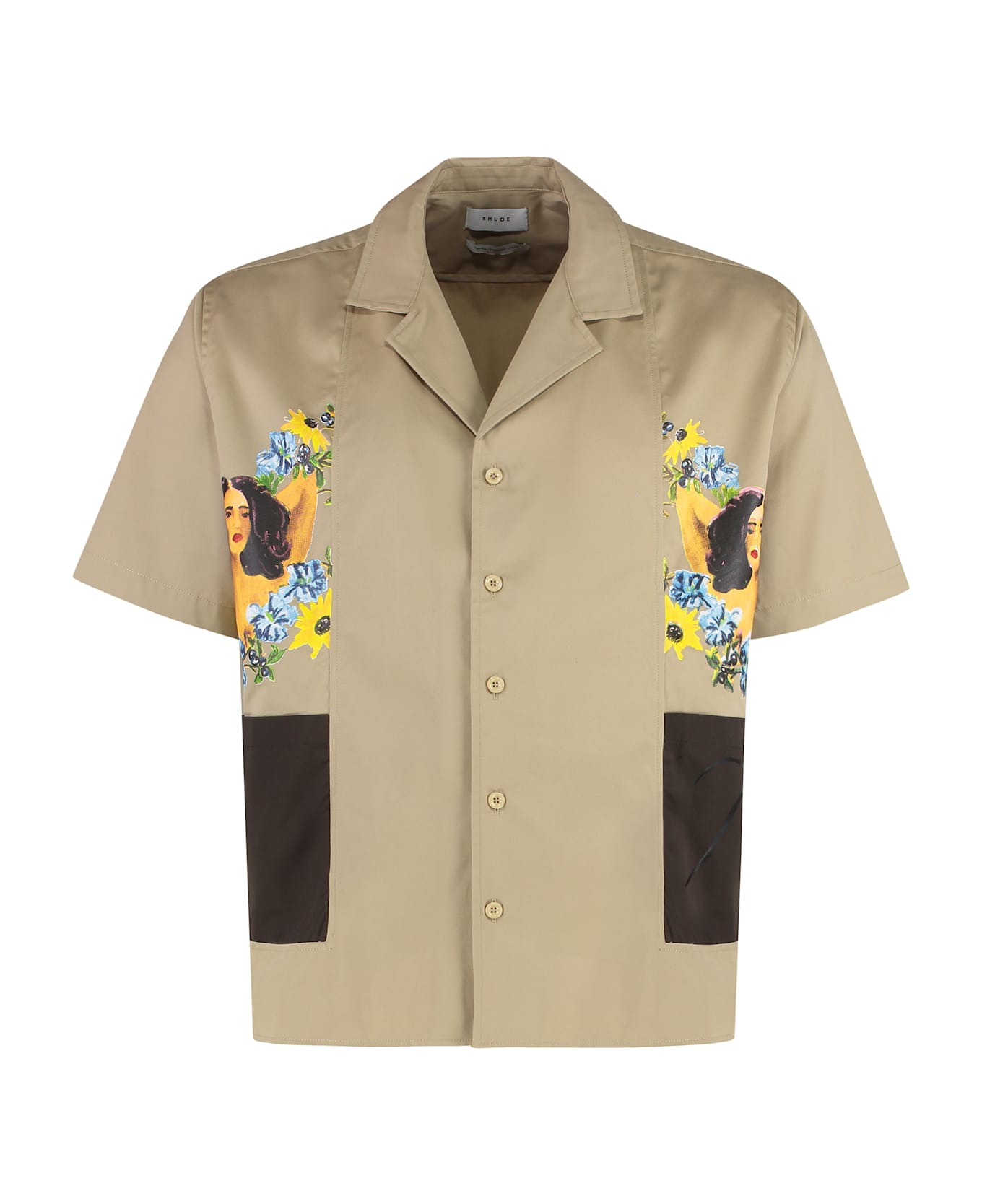 Rhude Short Sleeve Cotton Shirt - Beige