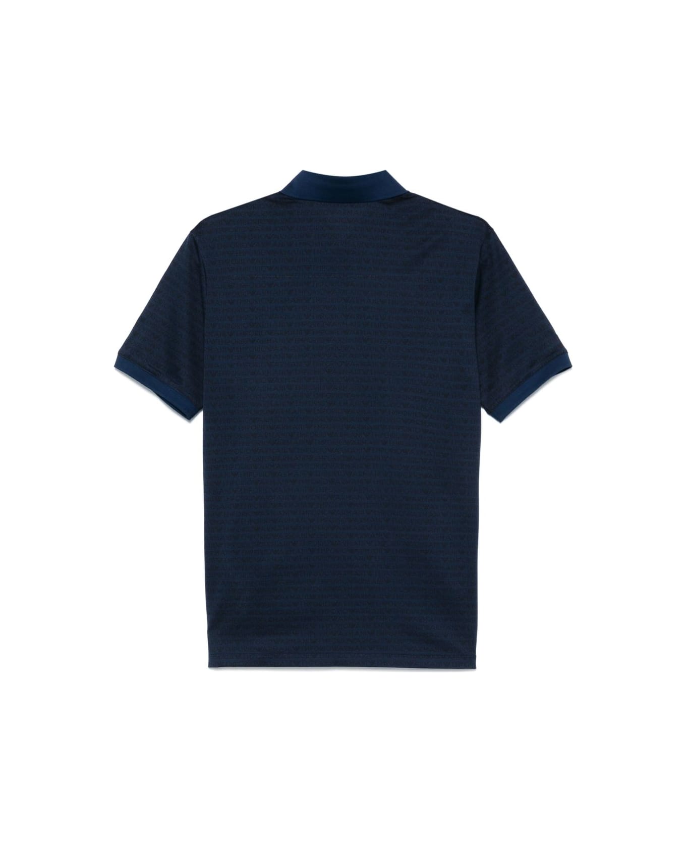 Emporio Armani Allover Logo Cotton Polo Shirt - Blue