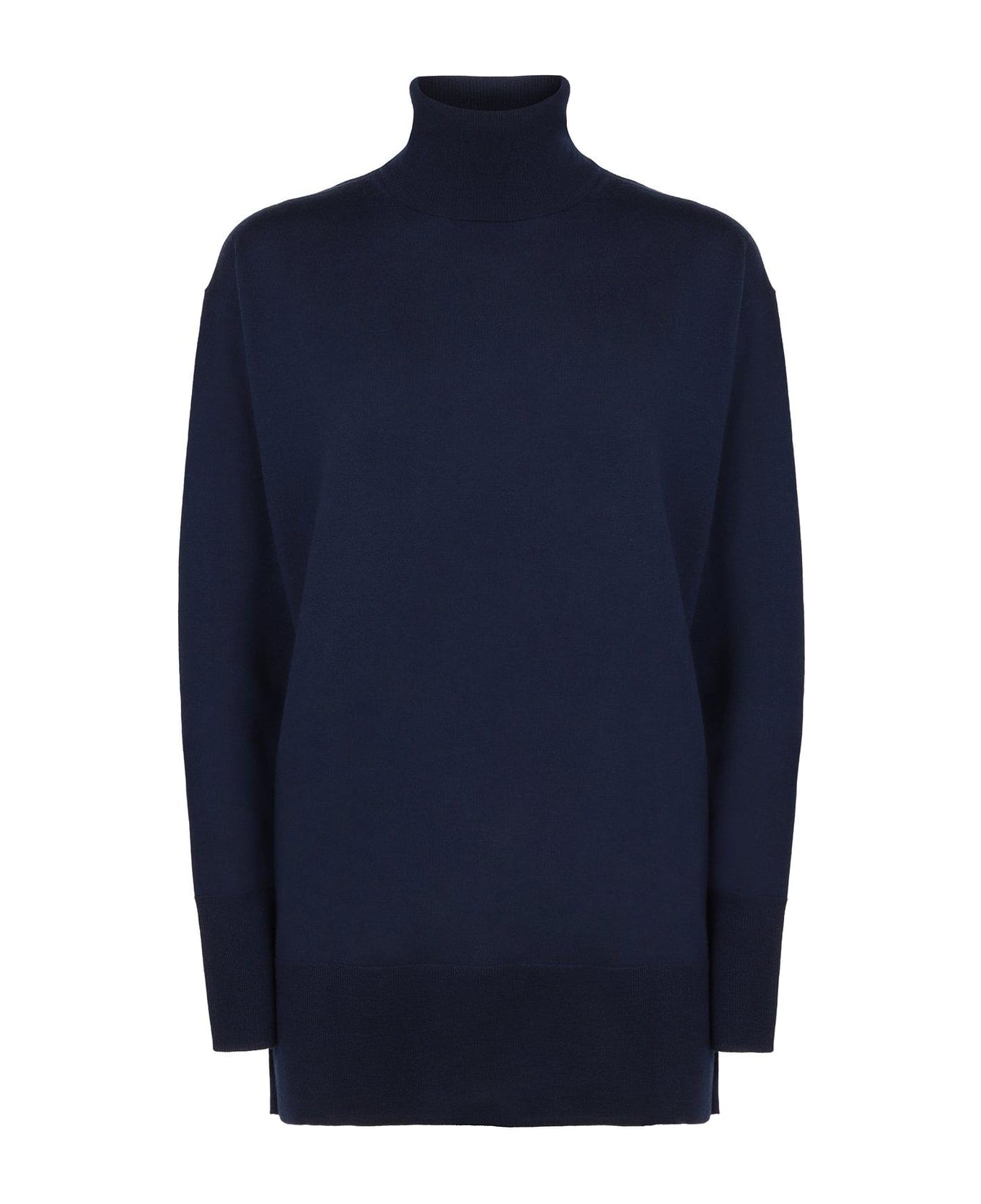 Aspesi Side Slit Turtleneck Pullover - BLU / BLUE