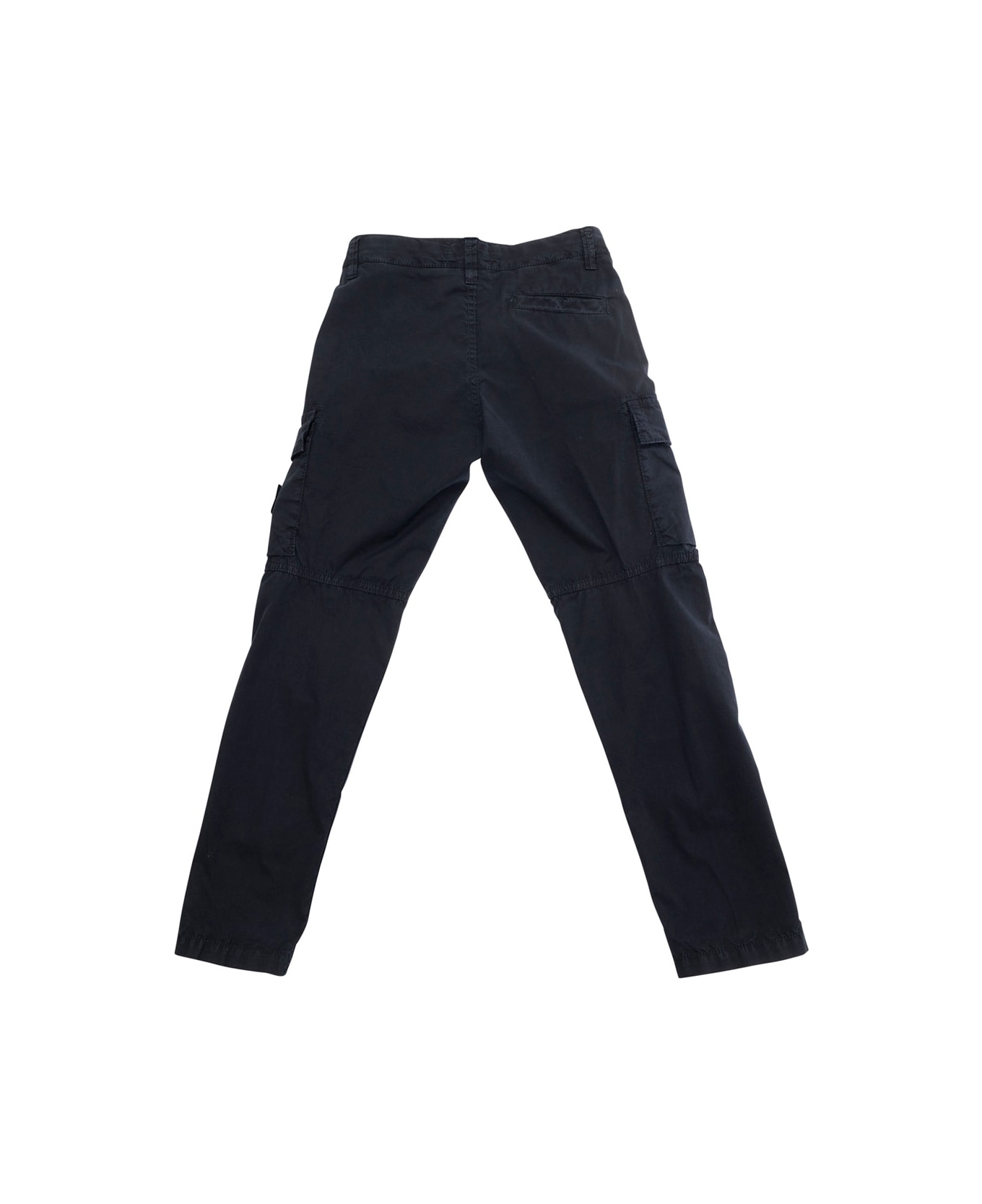 Stone Island Junior Blue Pants With Belt Loops And Logo Patch On The Front In Cotton Stretch Boy - Blu