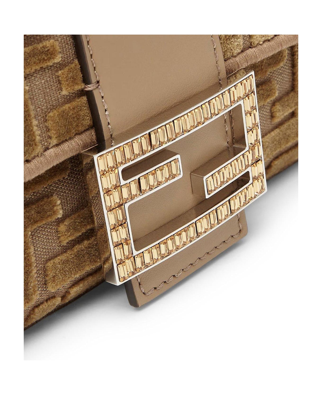 Fendi Monogrammed Logo Plaque Shoulder Bag - Nude & Neutrals