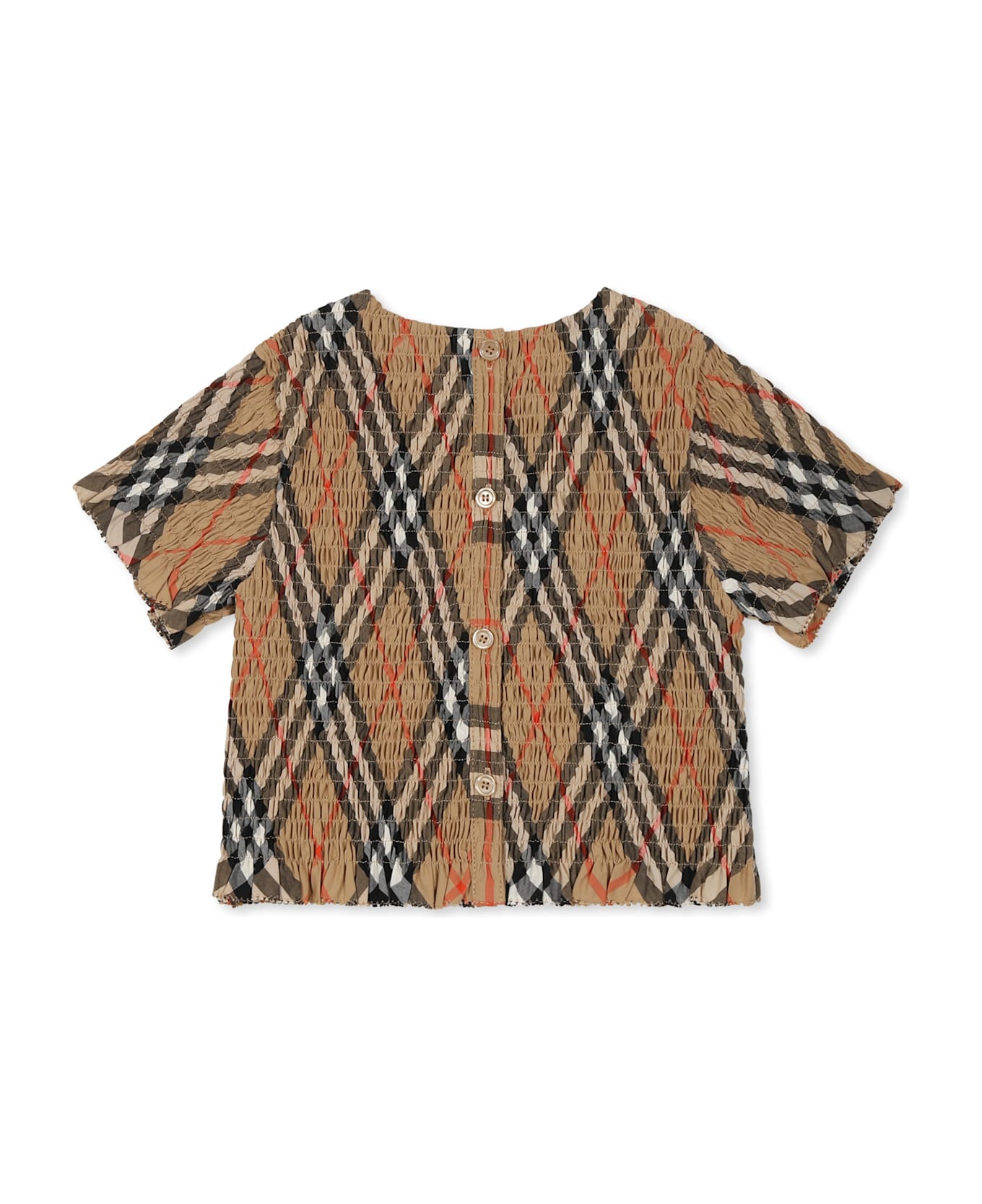 Burberry Beige Top For Girl With Vintage Check - Beige