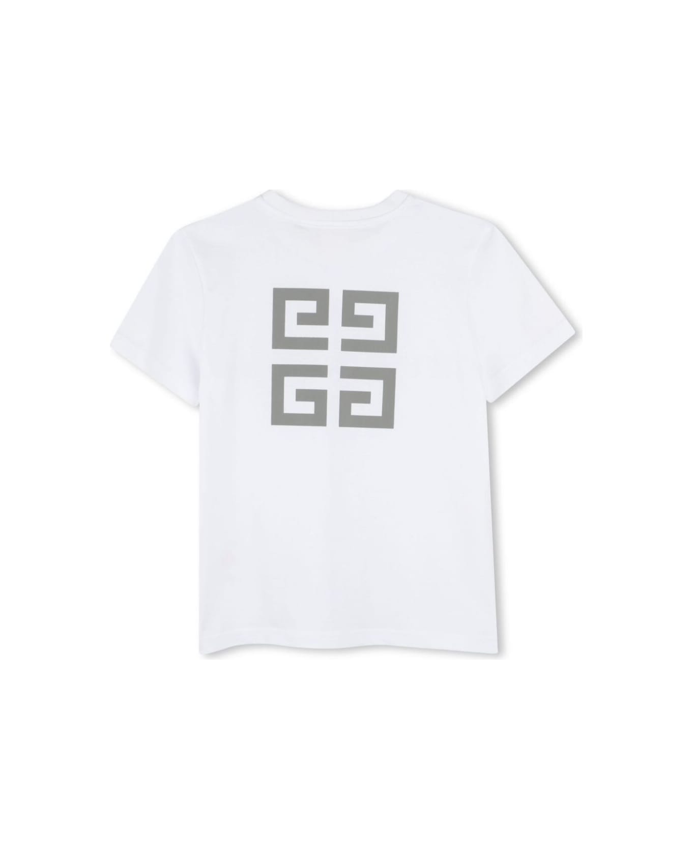 Givenchy White Crewneck T-shirt With Logo Lettering On The Front And Maxi 4g Logo On The Rear In Cotton Boy - White