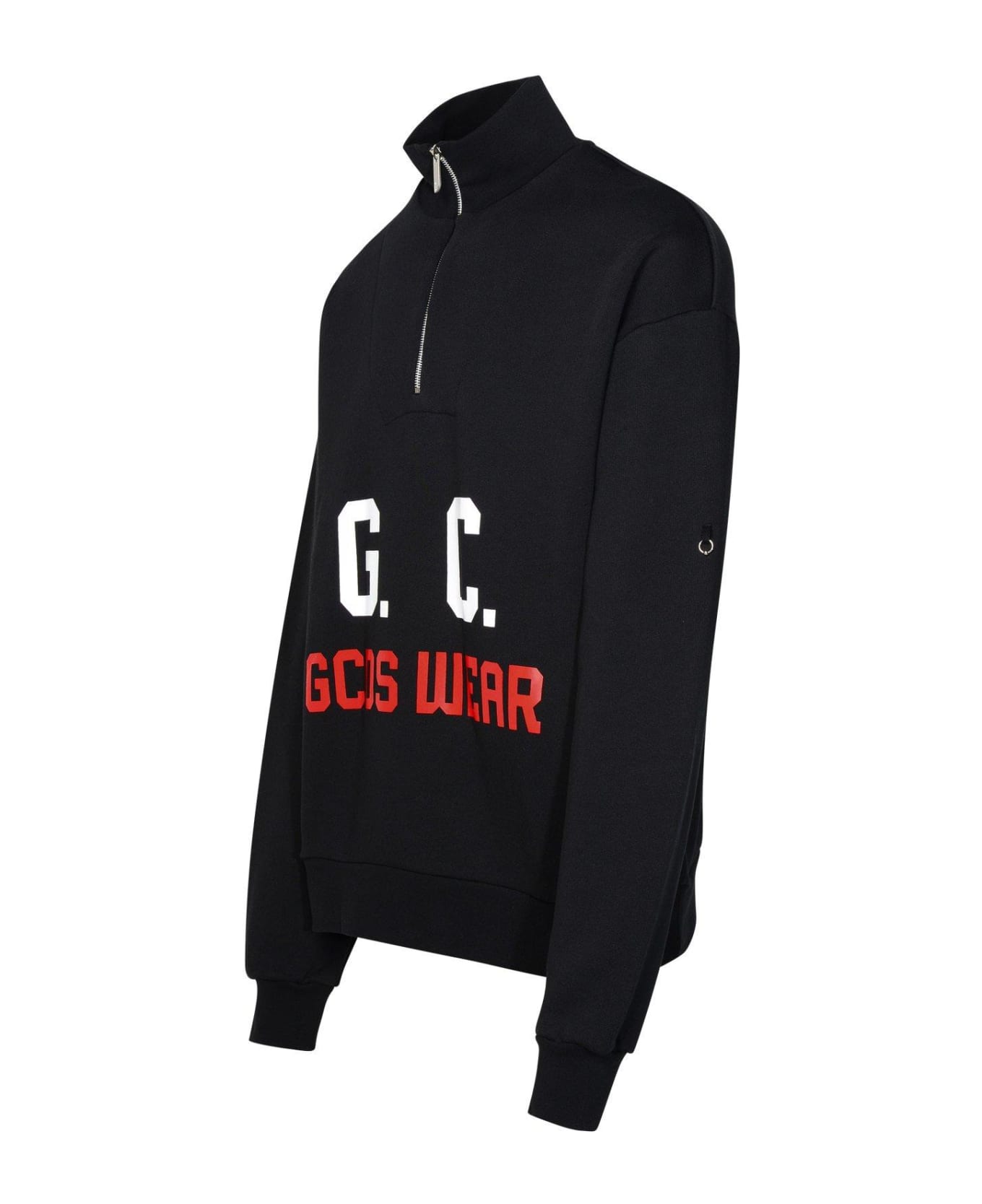 GCDS Logo-printed Straight Hem Sweatshirt - Black