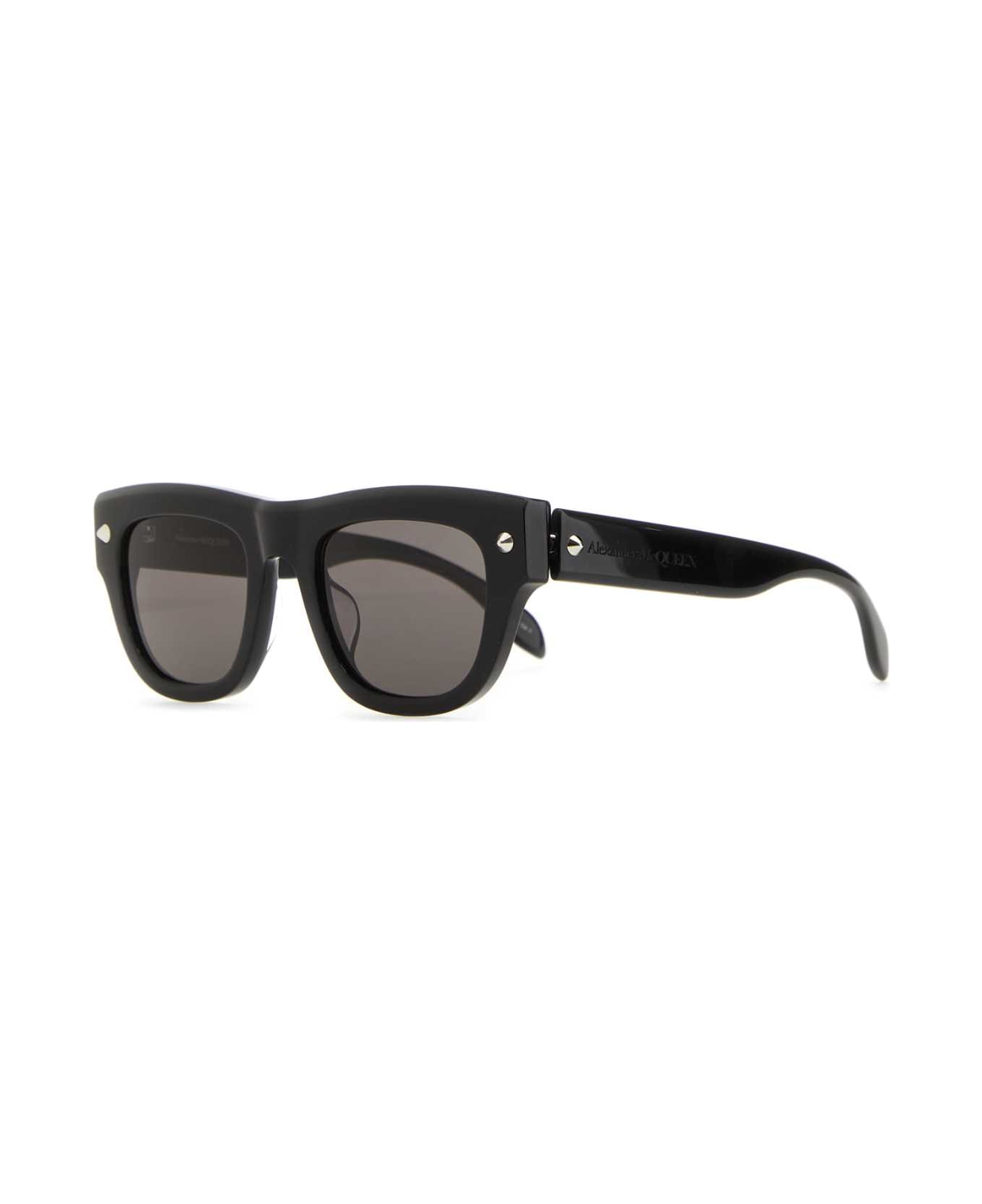 Alexander McQueen Black Acetate Sunglasses - BLACKBLACKSMOKE
