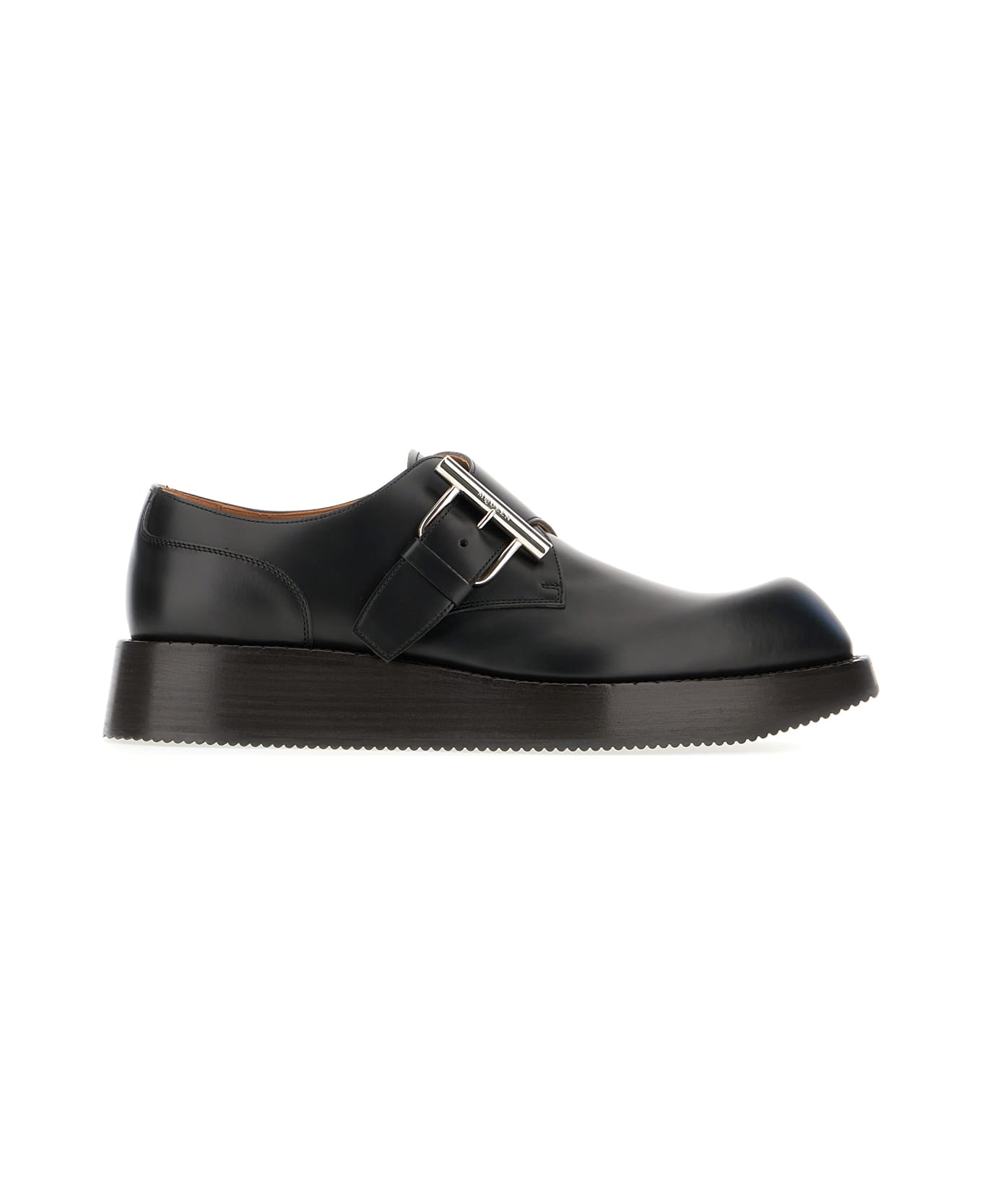 Alexander McQueen Black Leather Loafers - BLACK SILVER